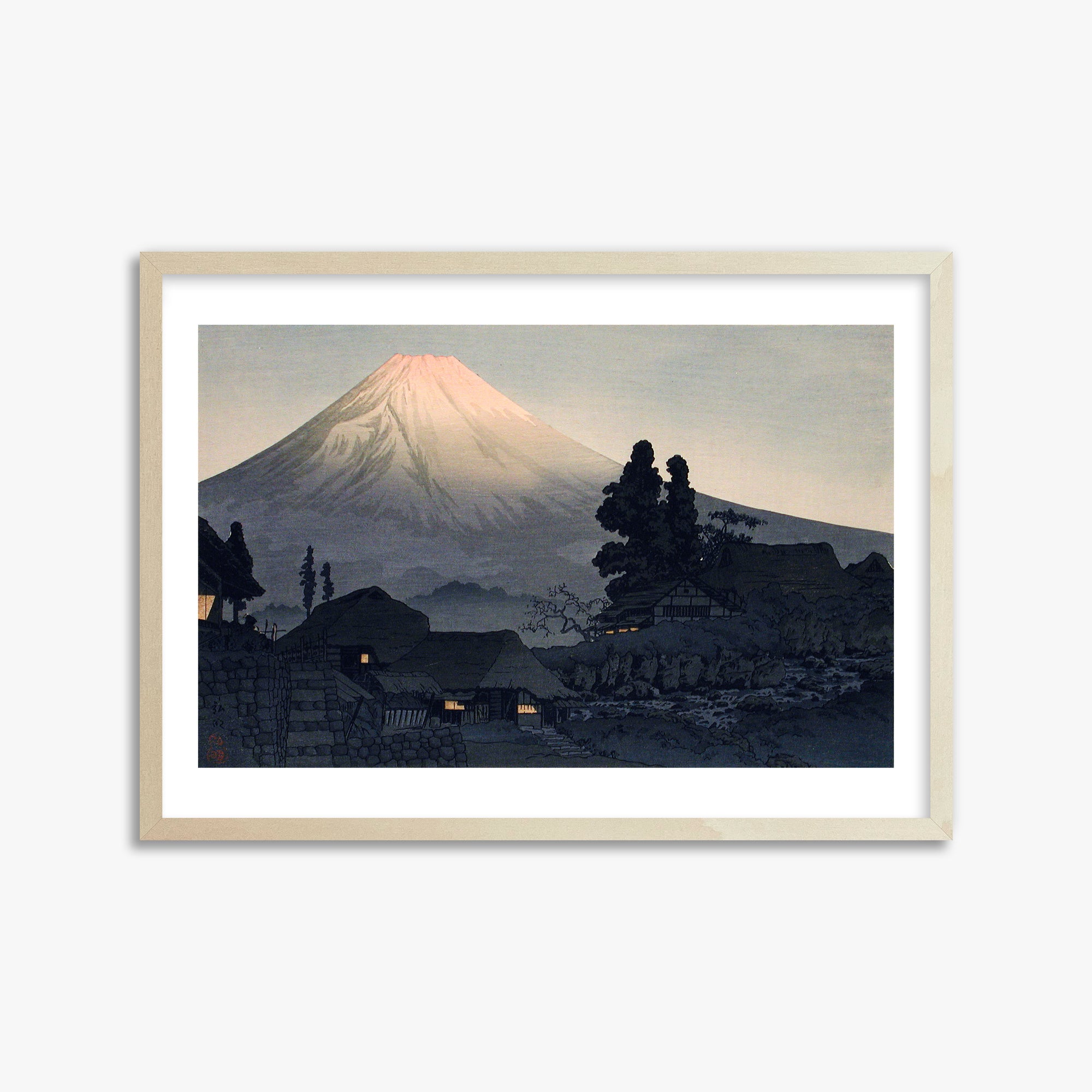 Takahashi Hiroaki (Shōtei): Mount Fuji From Mizukubo (Ukutsu), 50x70cm Framed Art Reproduction With Lime Wood Frame