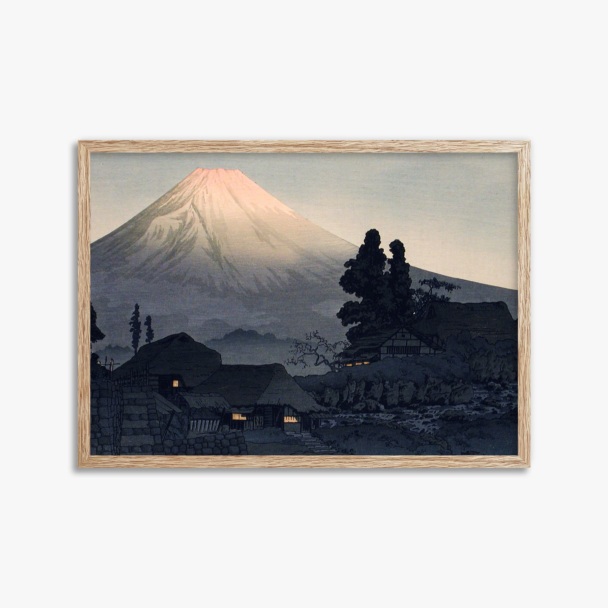 Takahashi Hiroaki (Shōtei): Mount Fuji From Mizukubo (Ukutsu), 50x70cm Framed Art Reproduction With Raw Oak Frame
