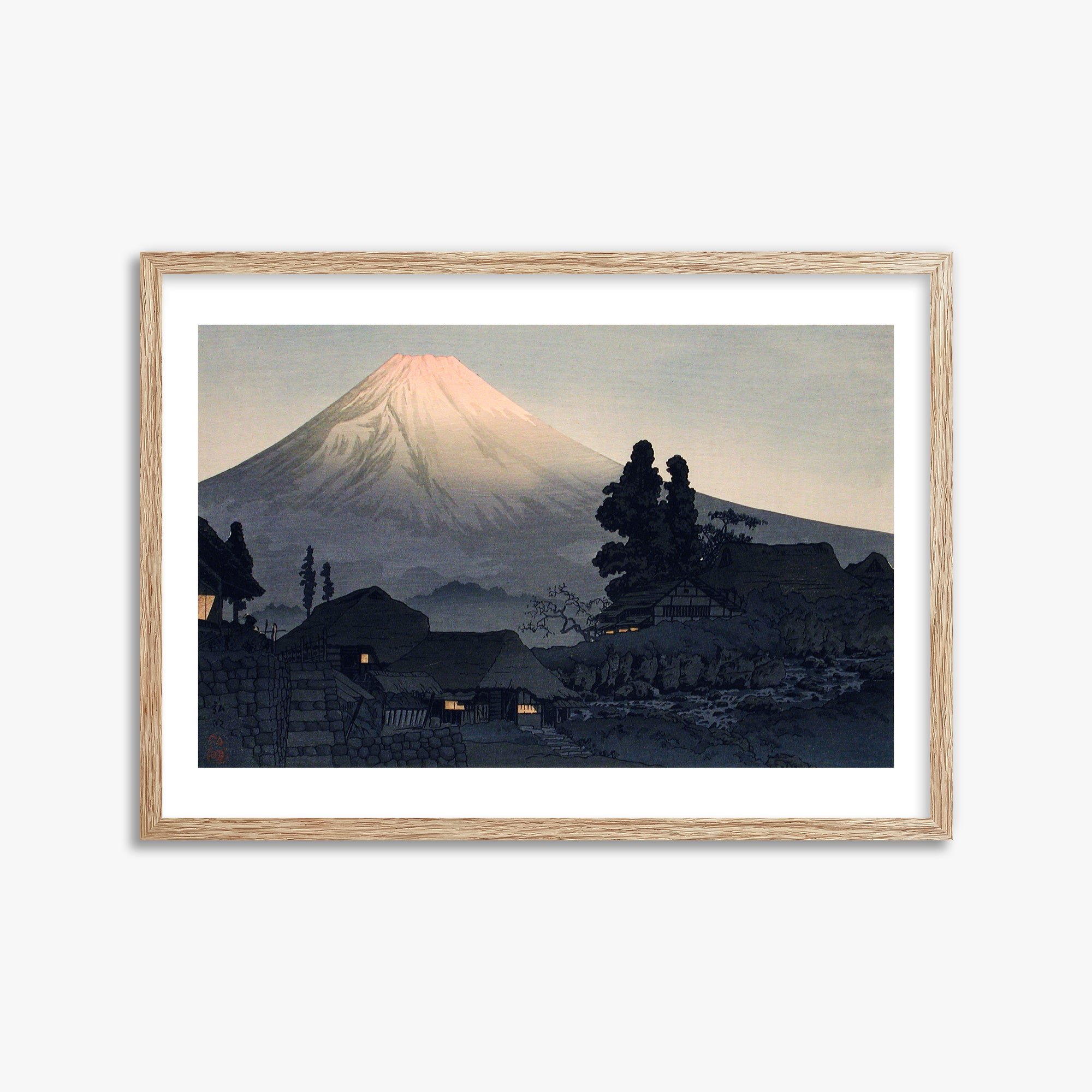 Takahashi Hiroaki (Shōtei): Mount Fuji From Mizukubo (Ukutsu), 50x70cm Framed Art Reproduction With Raw Oak Frame
