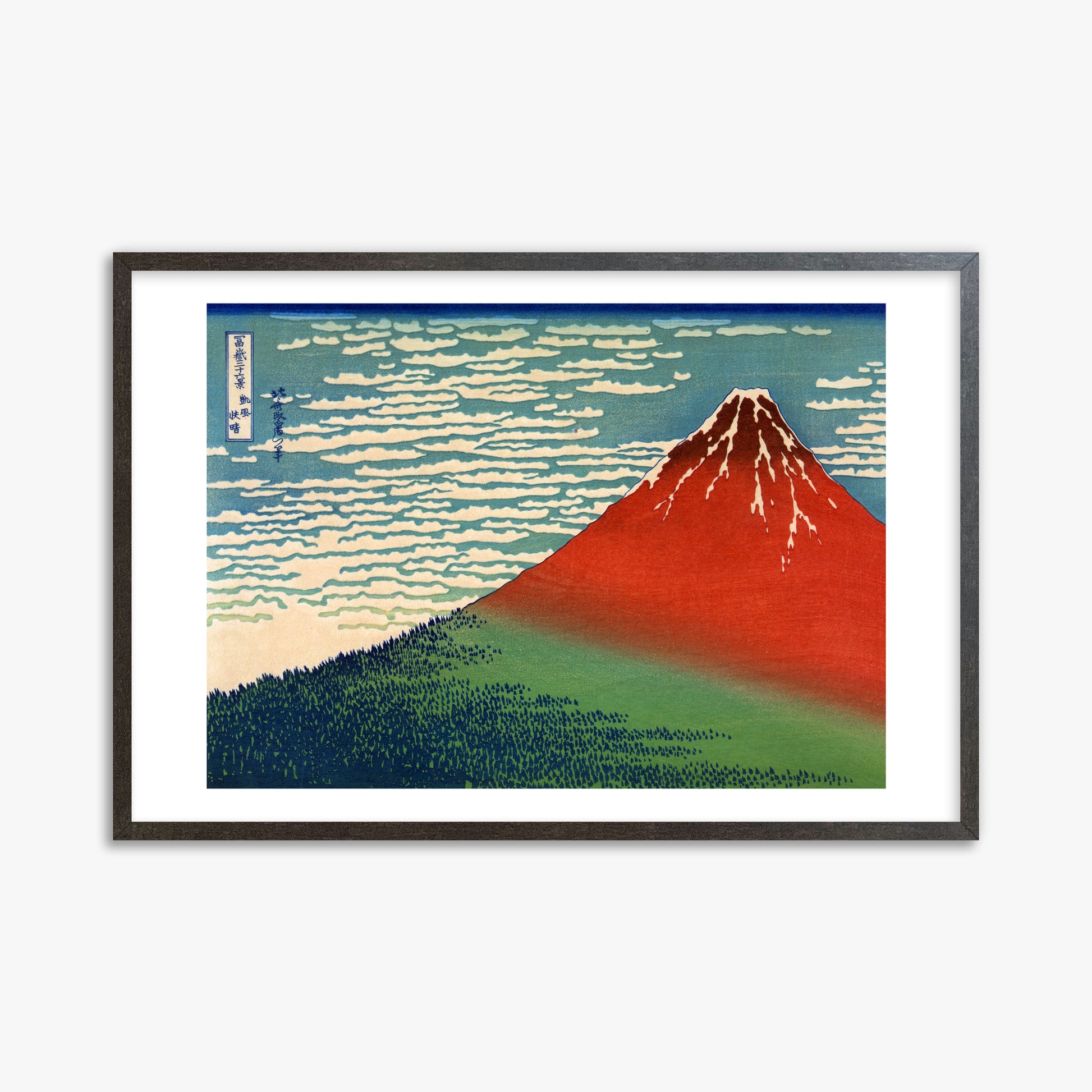 Katsushika Hokusai: Fine Wind, Clear Morning, 61x91cm Framed Art Reproduction With Espresso Frame