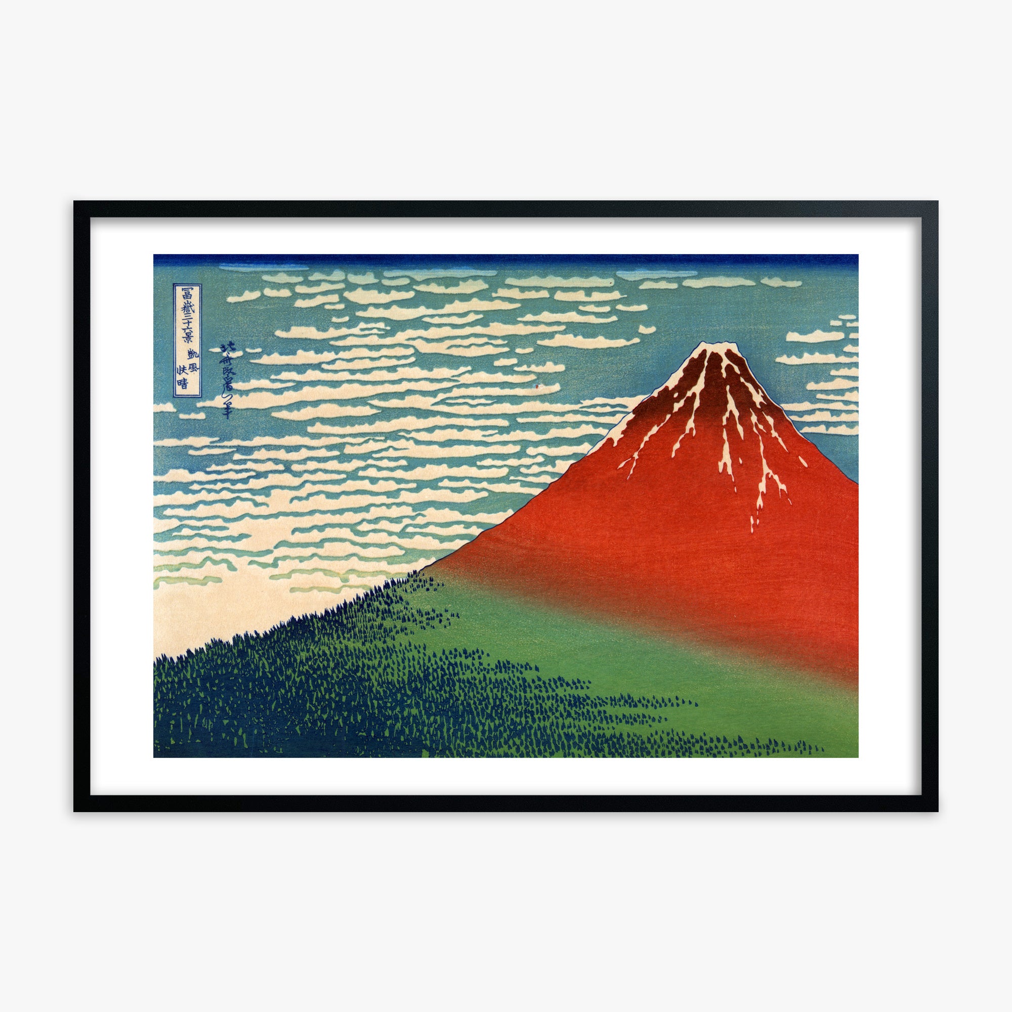 Katsushika Hokusai: Fine Wind, Clear Morning, 70x100cm Black Framed Art Reproduction