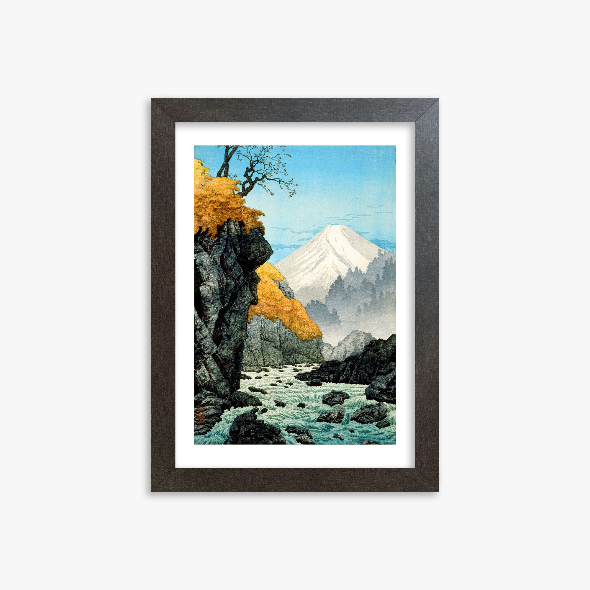 Takahashi Hiroaki (Shōtei): Foot of Mount Ashitaka, 21x30cm Framed Art Reproduction With Espresso Frame