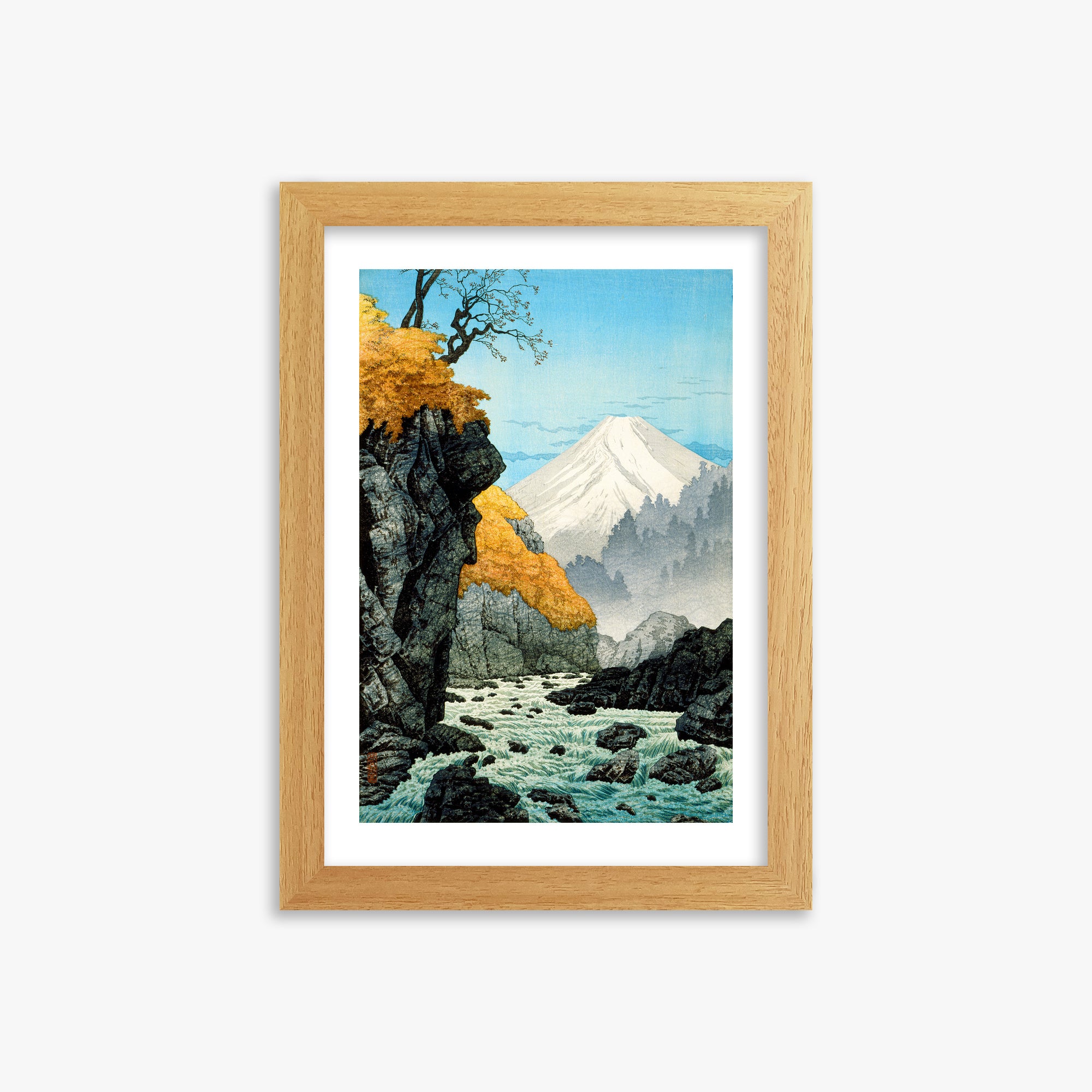 Takahashi Hiroaki (Shōtei): Foot of Mount Ashitaka, 21x30cm Framed Art Reproduction With Oak Frame