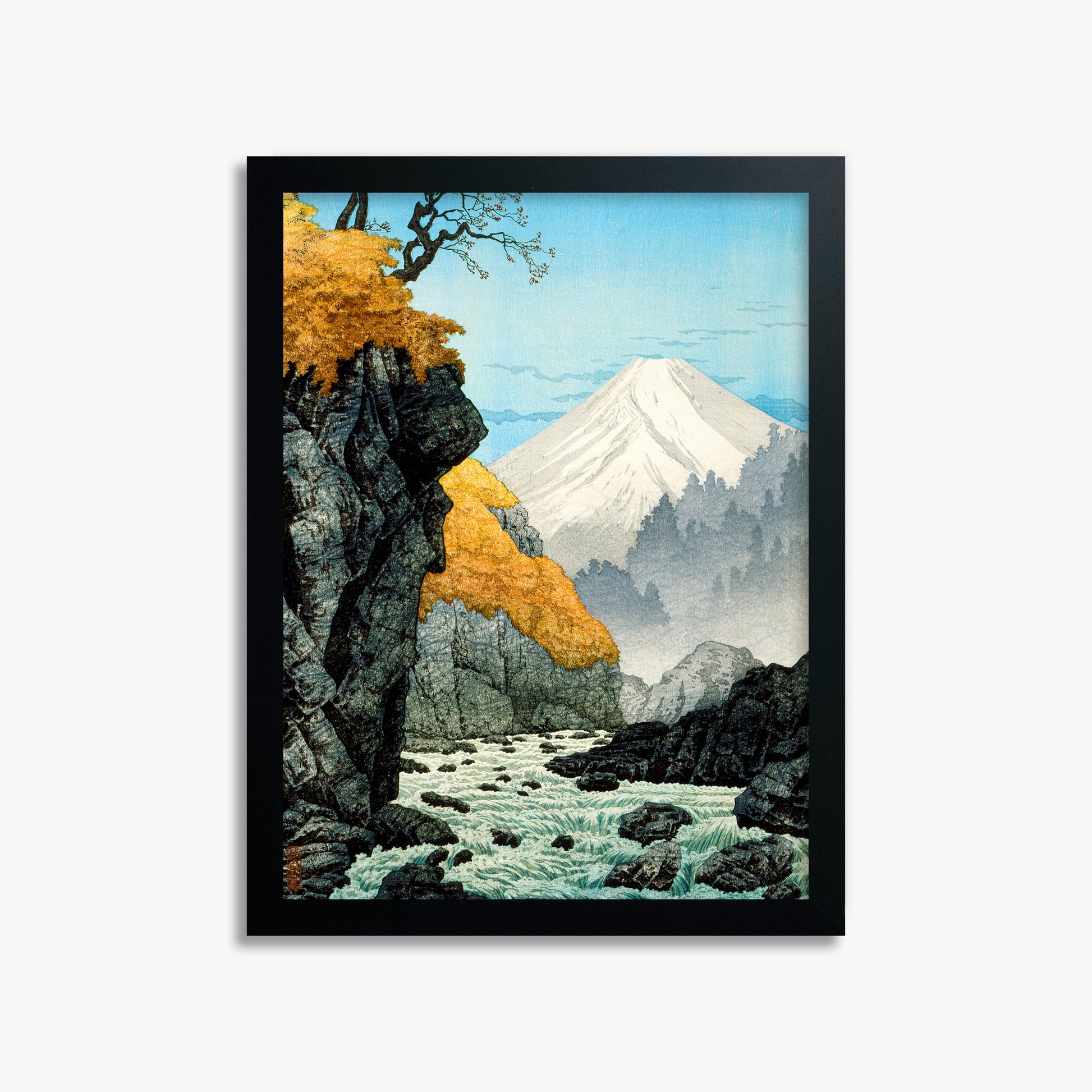 Takahashi Hiroaki (Shōtei): Foot of Mount Ashitaka, 30x40cm Framed Art Reproduction With Black Frame