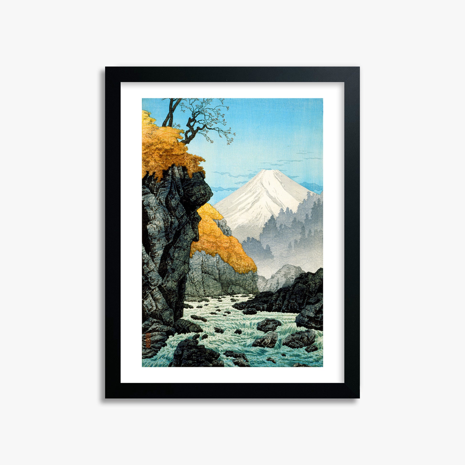 Takahashi Hiroaki (Shōtei): Foot of Mount Ashitaka, 30x40cm Framed Art Reproduction With Black Frame