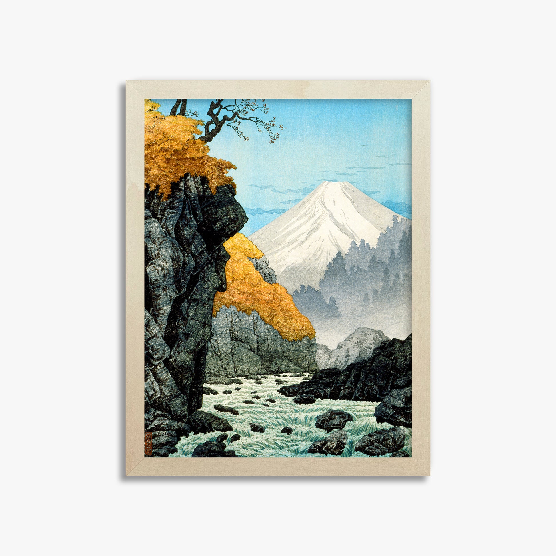 Takahashi Hiroaki (Shōtei): Foot of Mount Ashitaka, 30x40cm Framed Art Reproduction With Lime Wood Frame