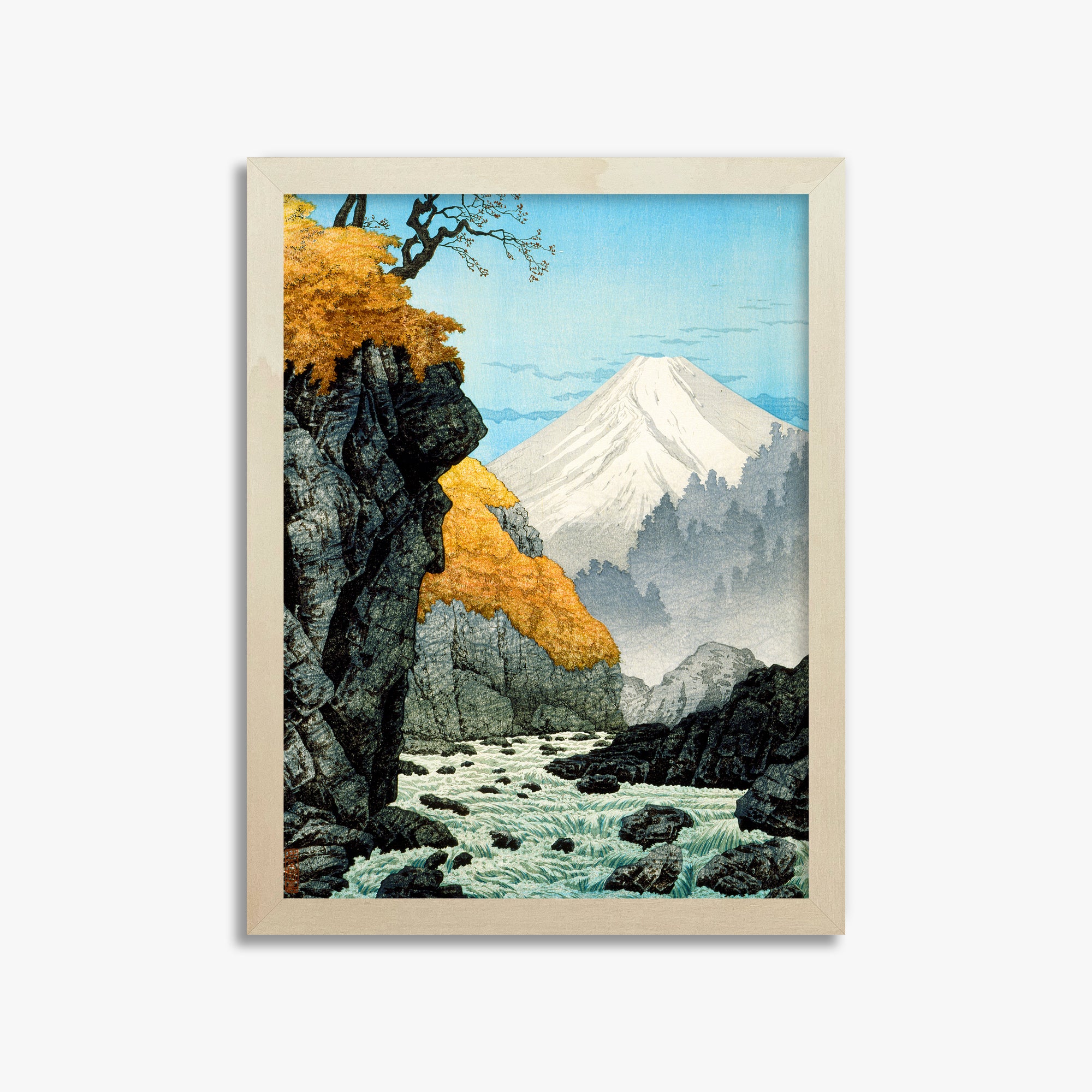 Takahashi Hiroaki (Shōtei): Foot of Mount Ashitaka, 30x40cm Framed Art Reproduction With Lime Wood Frame