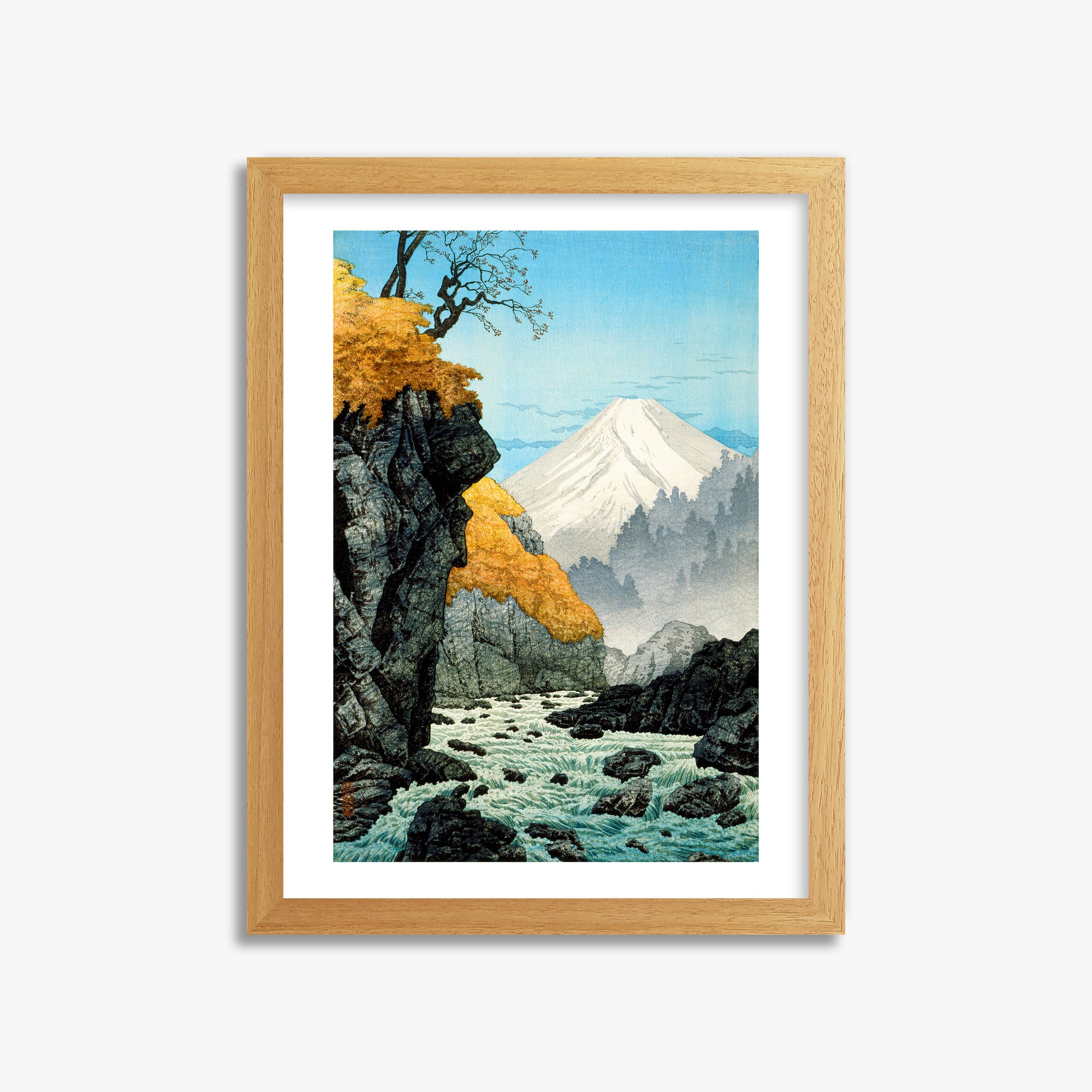Takahashi Hiroaki (Shōtei): Foot of Mount Ashitaka, 30x40cm Framed Art Reproduction With Oak Frame