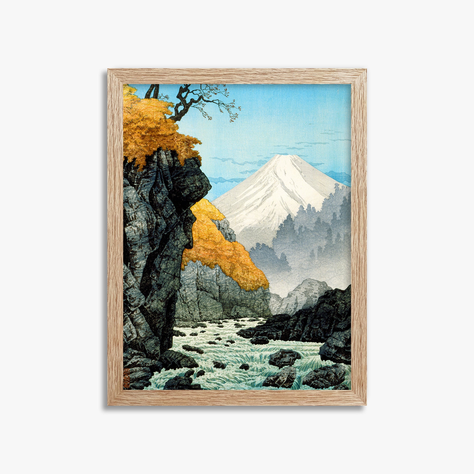 Takahashi Hiroaki (Shōtei): Foot of Mount Ashitaka, 30x40cm Framed Art Reproduction With Raw Oak Frame