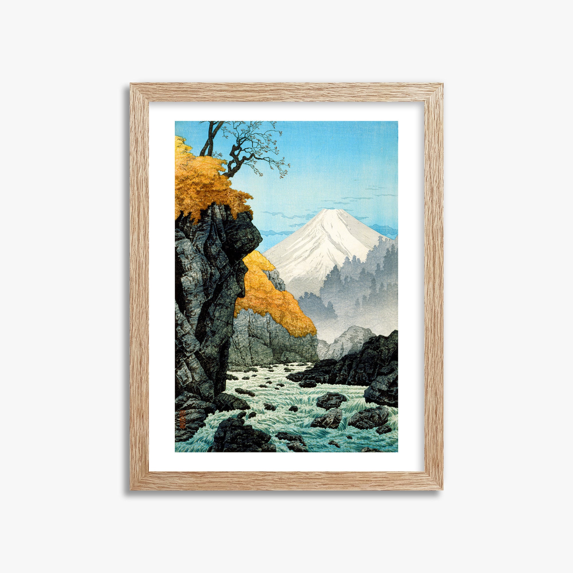 Takahashi Hiroaki (Shōtei): Foot of Mount Ashitaka, 30x40cm Framed Art Reproduction With Raw Oak Frame