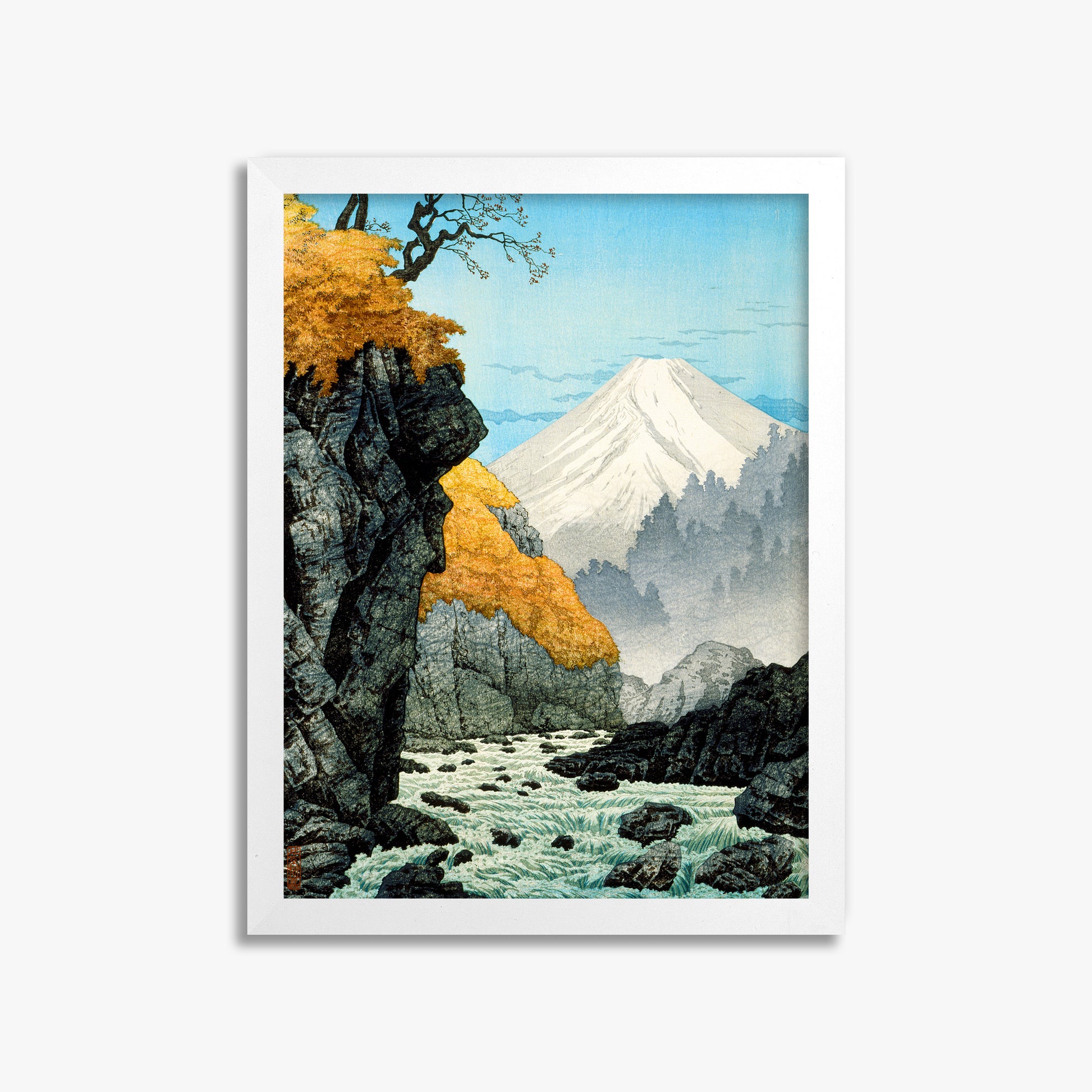 Takahashi Hiroaki (Shōtei): Foot of Mount Ashitaka, 30x40cm Framed Art Reproduction With White Frame