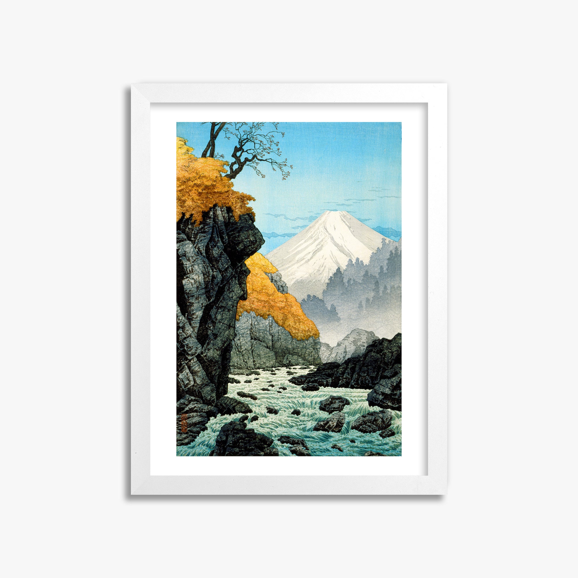 Takahashi Hiroaki (Shōtei): Foot of Mount Ashitaka, 30x40cm Framed Art Reproduction With White Frame