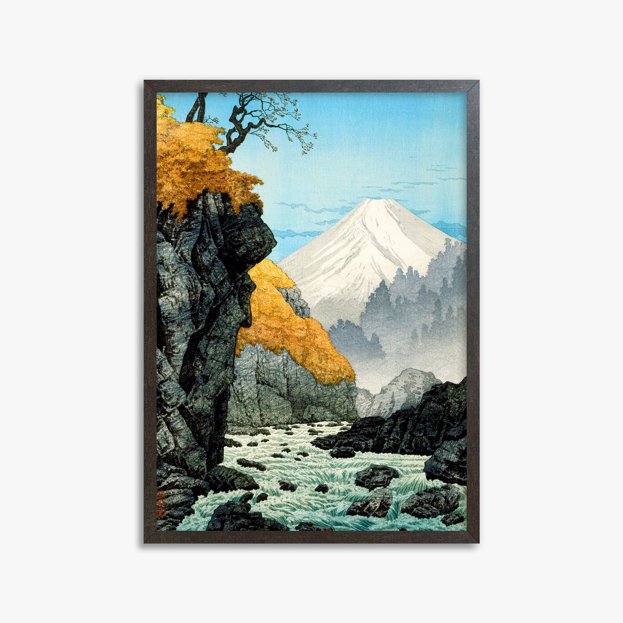 Takahashi Hiroaki (Shōtei): Foot of Mount Ashitaka, 50x70cm Framed Art Reproduction With Espresso Frame