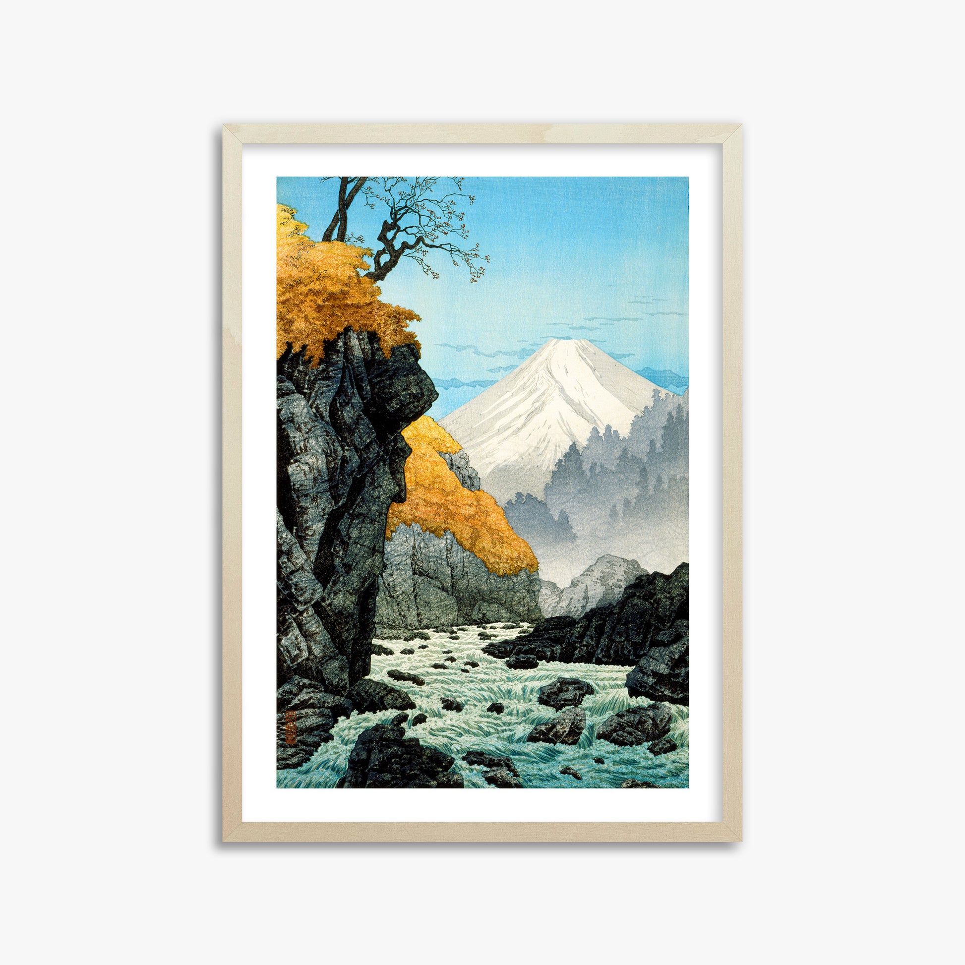 Takahashi Hiroaki (Shōtei): Foot of Mount Ashitaka, 50x70cm Framed Art Reproduction With Lime Wood Frame