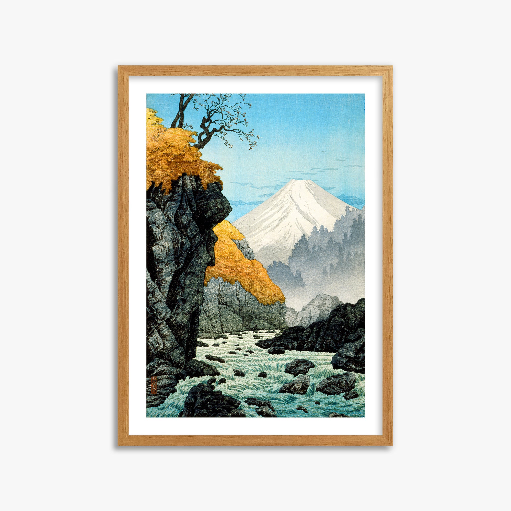 Takahashi Hiroaki (Shōtei): Foot of Mount Ashitaka, 50x70cm Framed Art Reproduction With Oak Frame