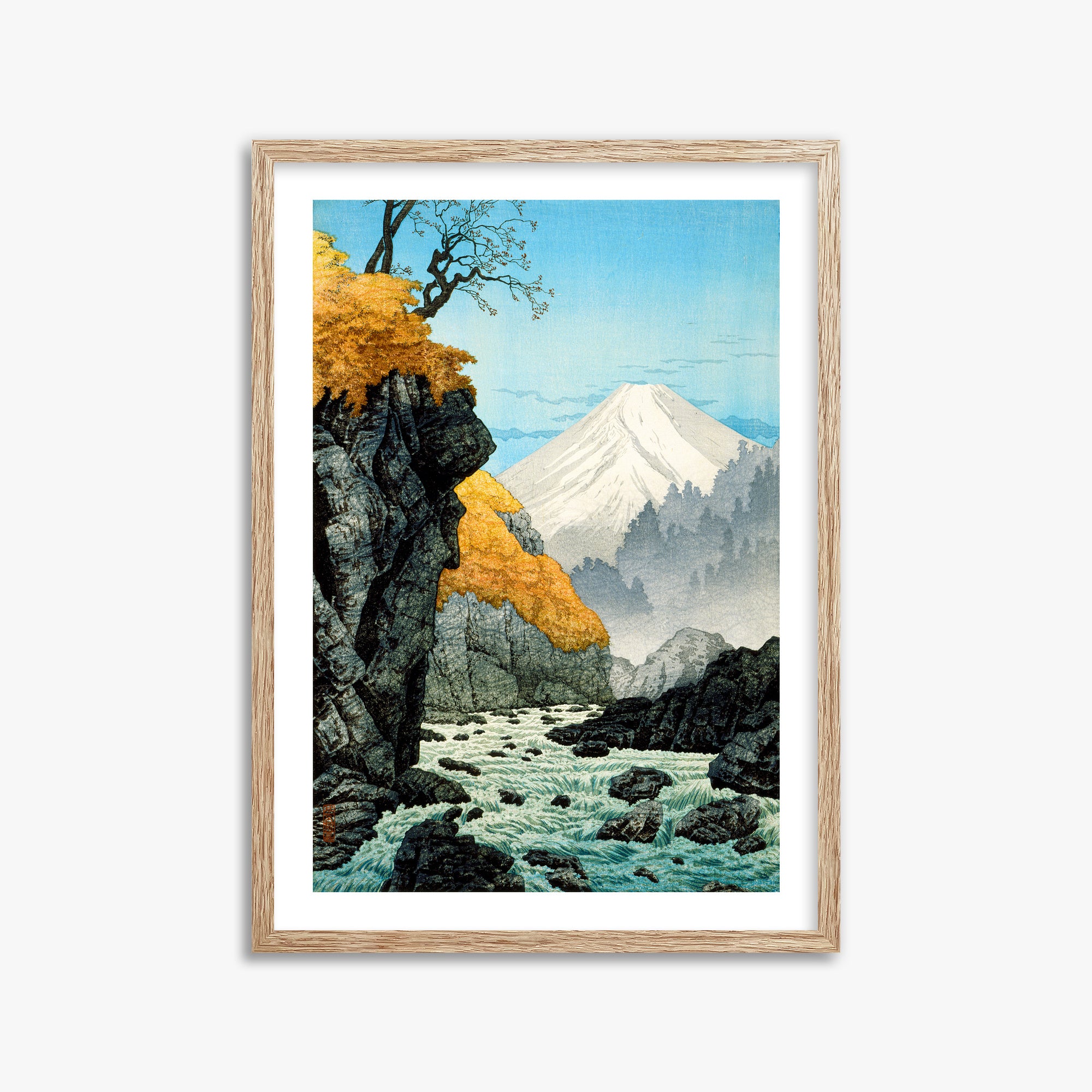 Takahashi Hiroaki (Shōtei): Foot of Mount Ashitaka, 50x70cm Framed Art Reproduction With Raw Oak Frame