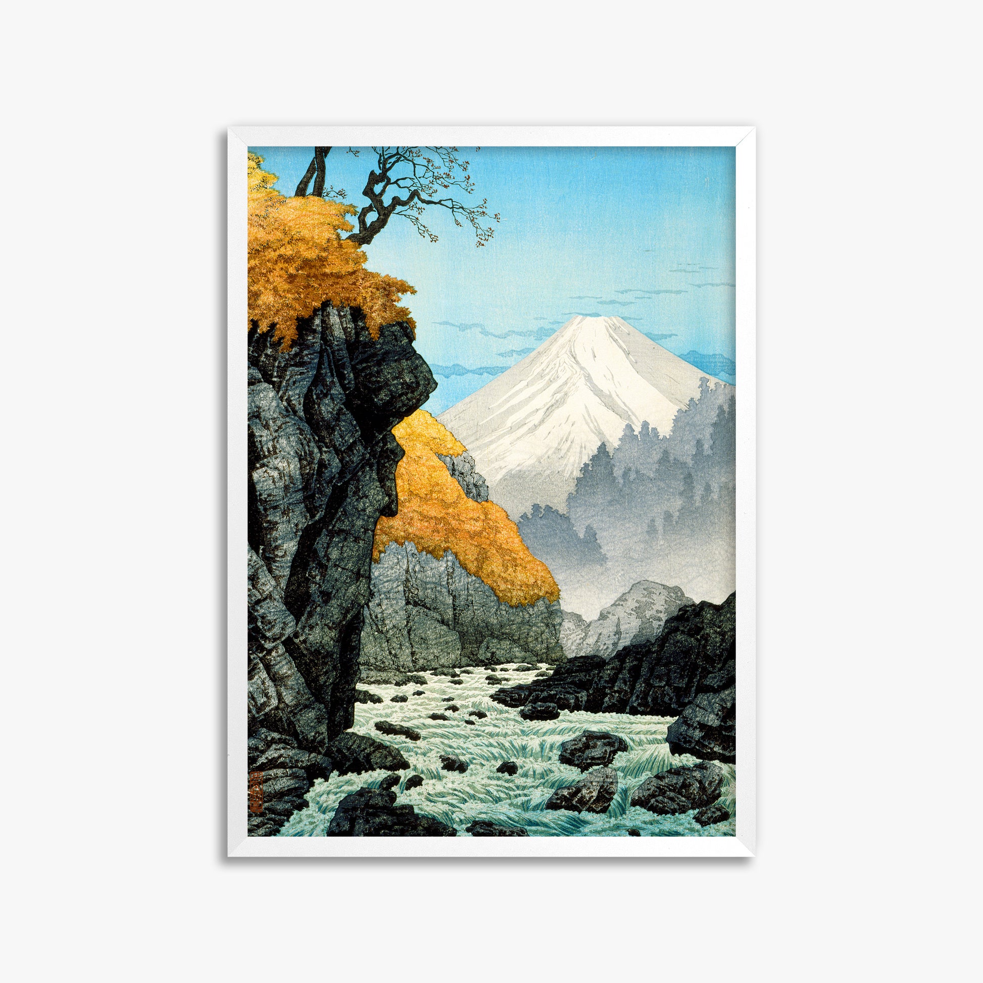 Takahashi Hiroaki (Shōtei): Foot of Mount Ashitaka, 50x70cm Framed Art Reproduction With White Frame