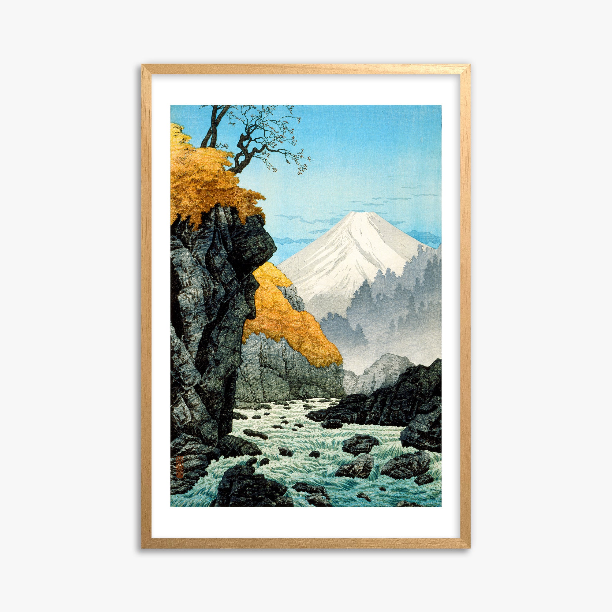 Takahashi Hiroaki (Shōtei): Foot of Mount Ashitaka, 61x91cm Framed Art Reproduction With Oak Frame