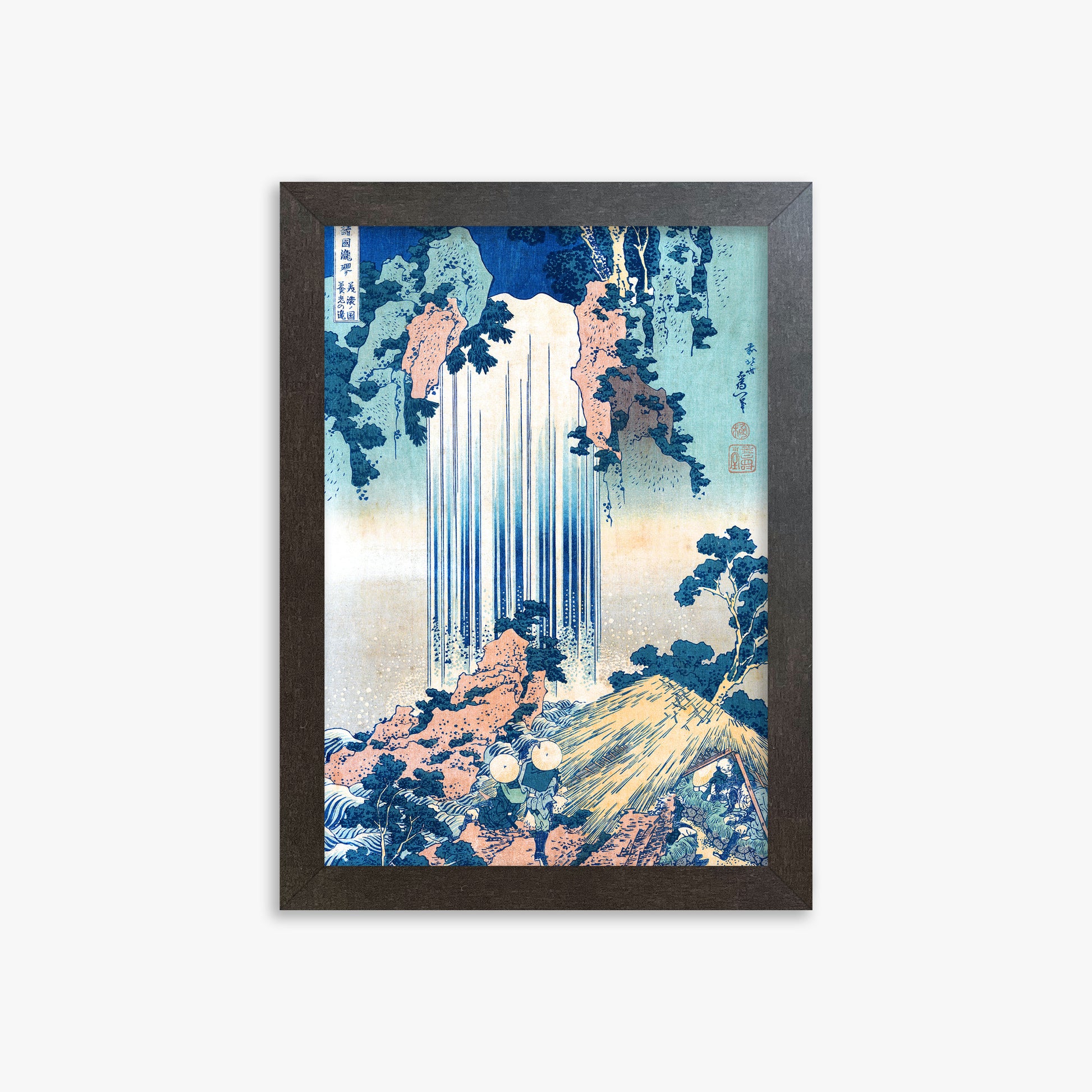 Katsushika Hokusai: Yoro Waterfall in Mino Province, 21x30cm Framed Art Reproduction With Espresso Frame