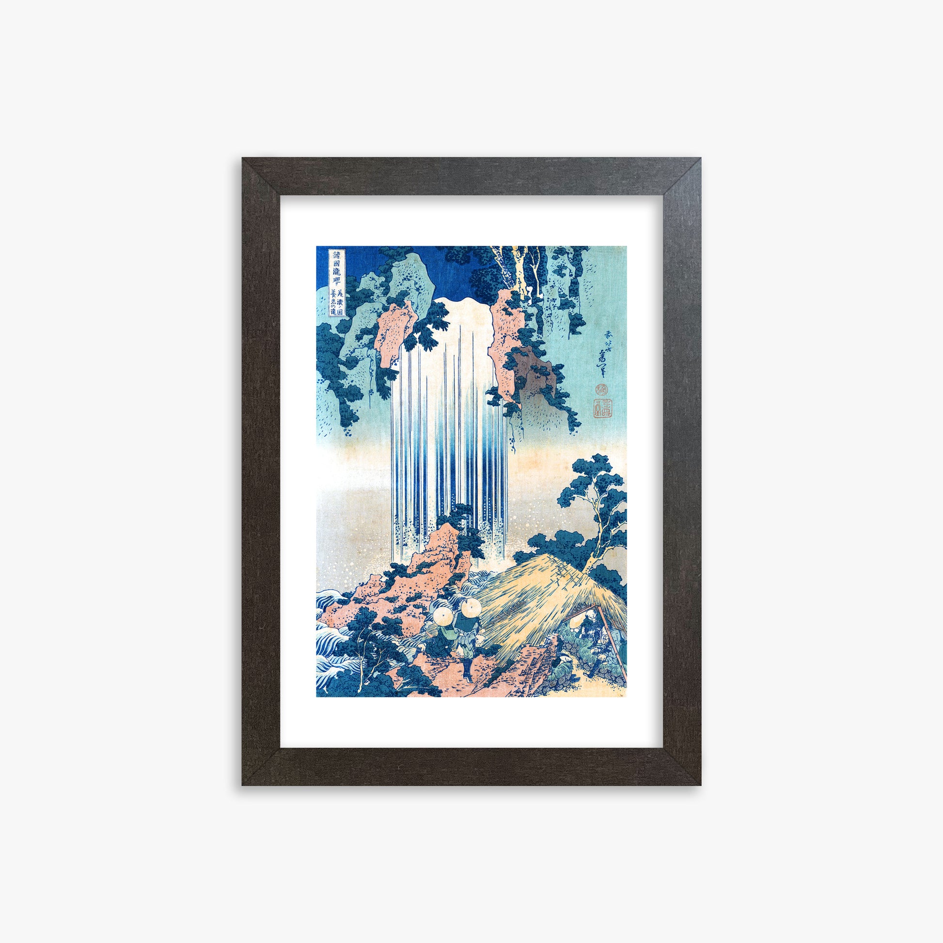 Katsushika Hokusai: Yoro Waterfall in Mino Province, 21x30cm Framed Art Reproduction With Espresso Frame