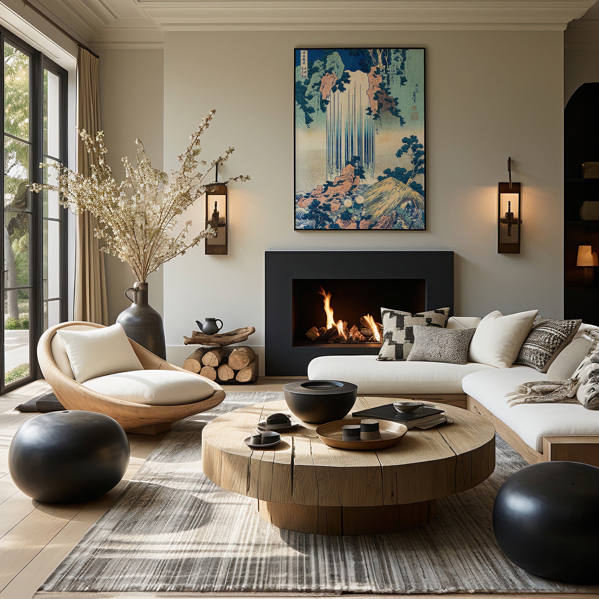 Design Concept No. 39 for Katsushika Hokusai: Yoro Waterfall in Mino Province Japanese Wall Art