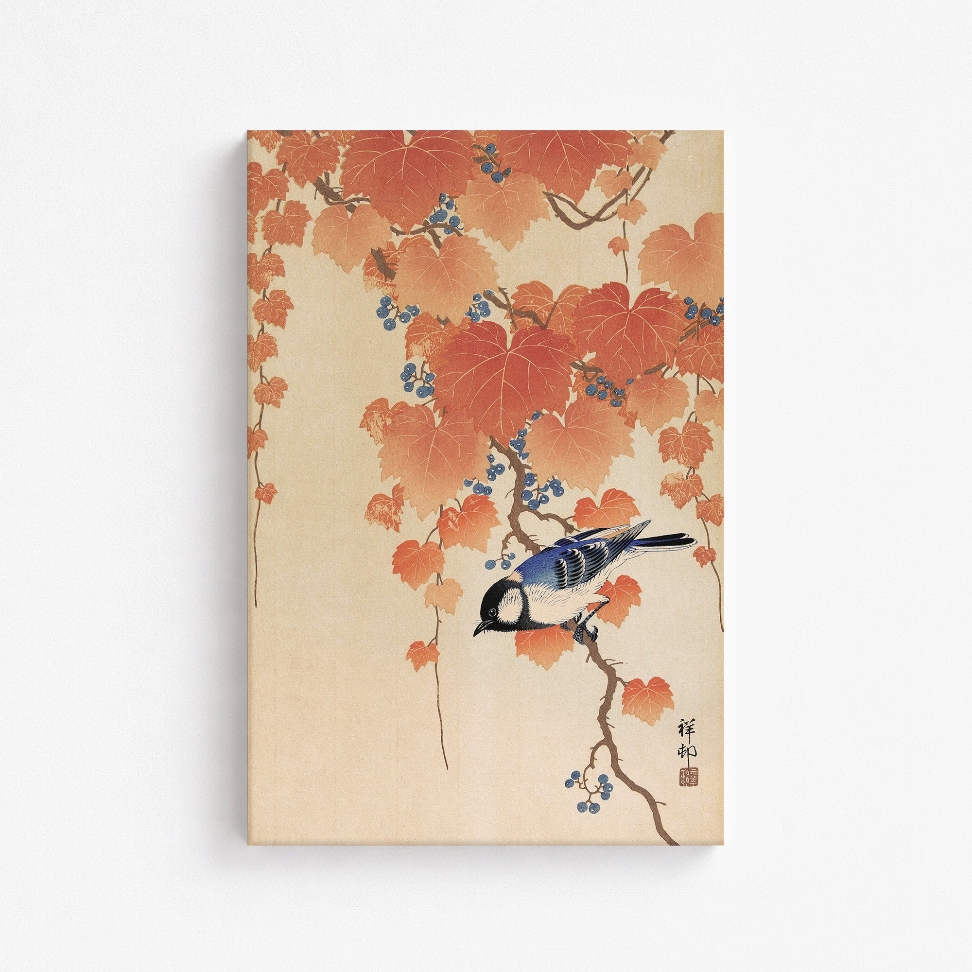 Grande mésange sur la branche de paulownia