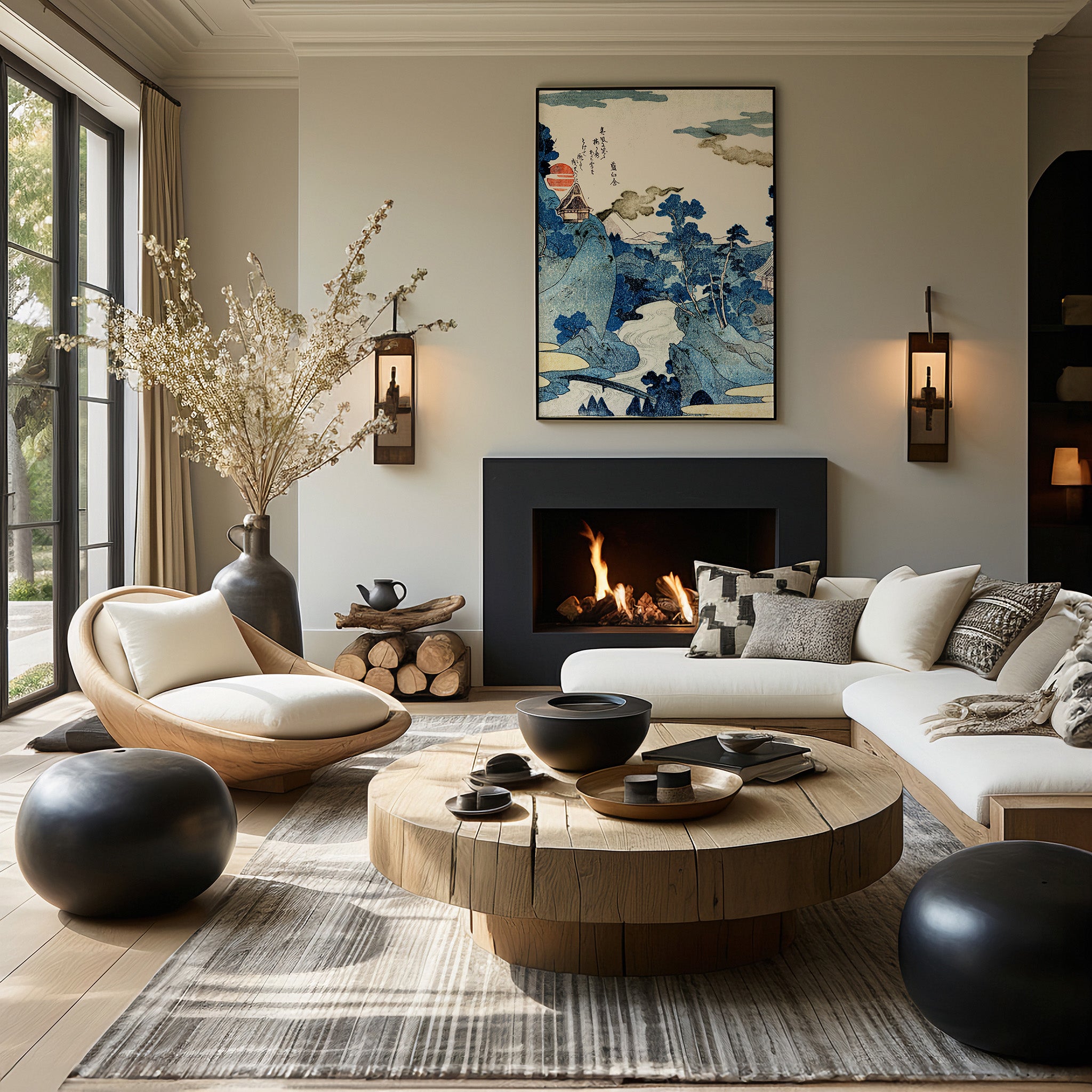 Design Concept No. 39 for Utagawa Kuniyoshi: An evening view of Fuji Japanese Wall Art