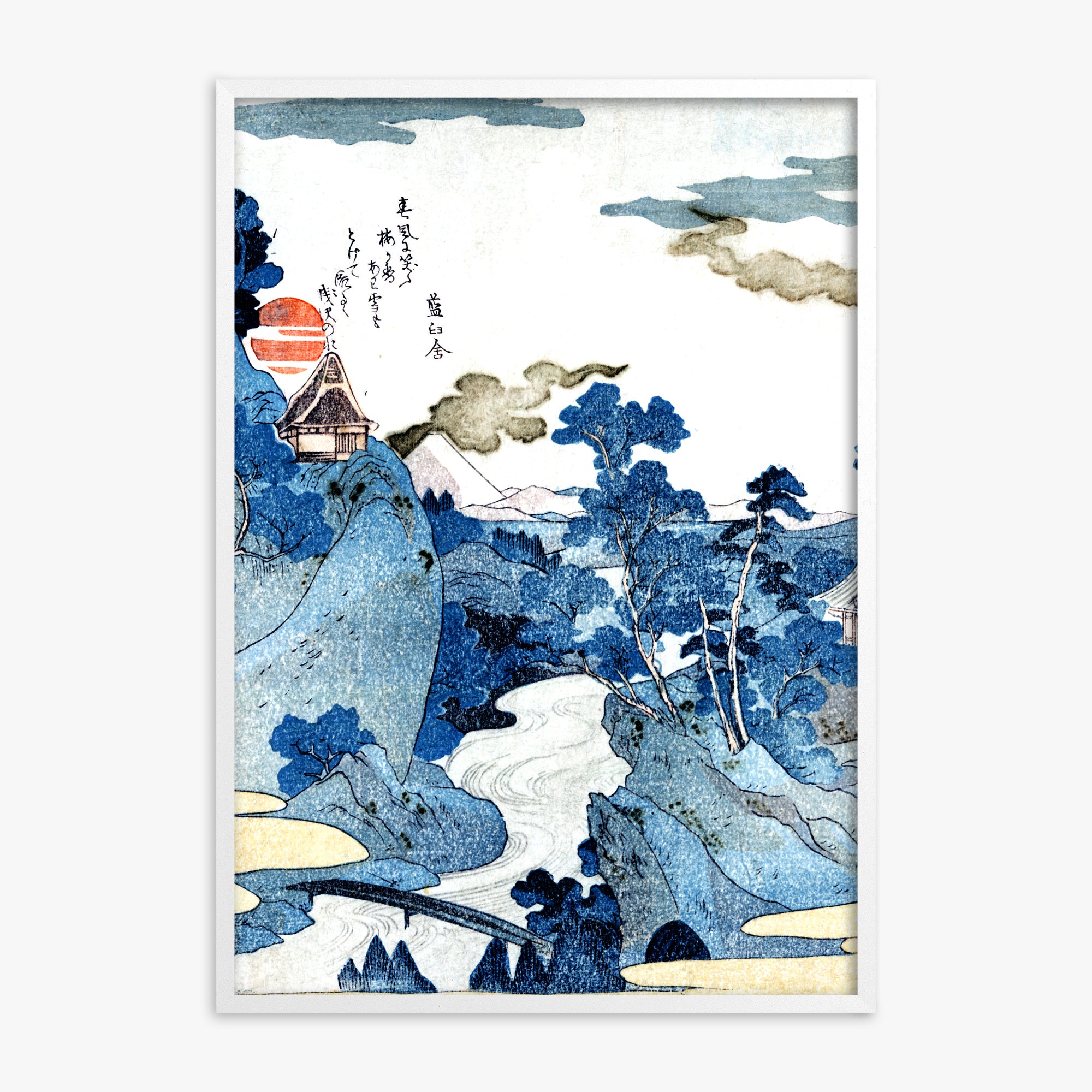 Utagawa Kuniyoshi: An evening view of Fuji, White Framed Art Reproduction With White Frame