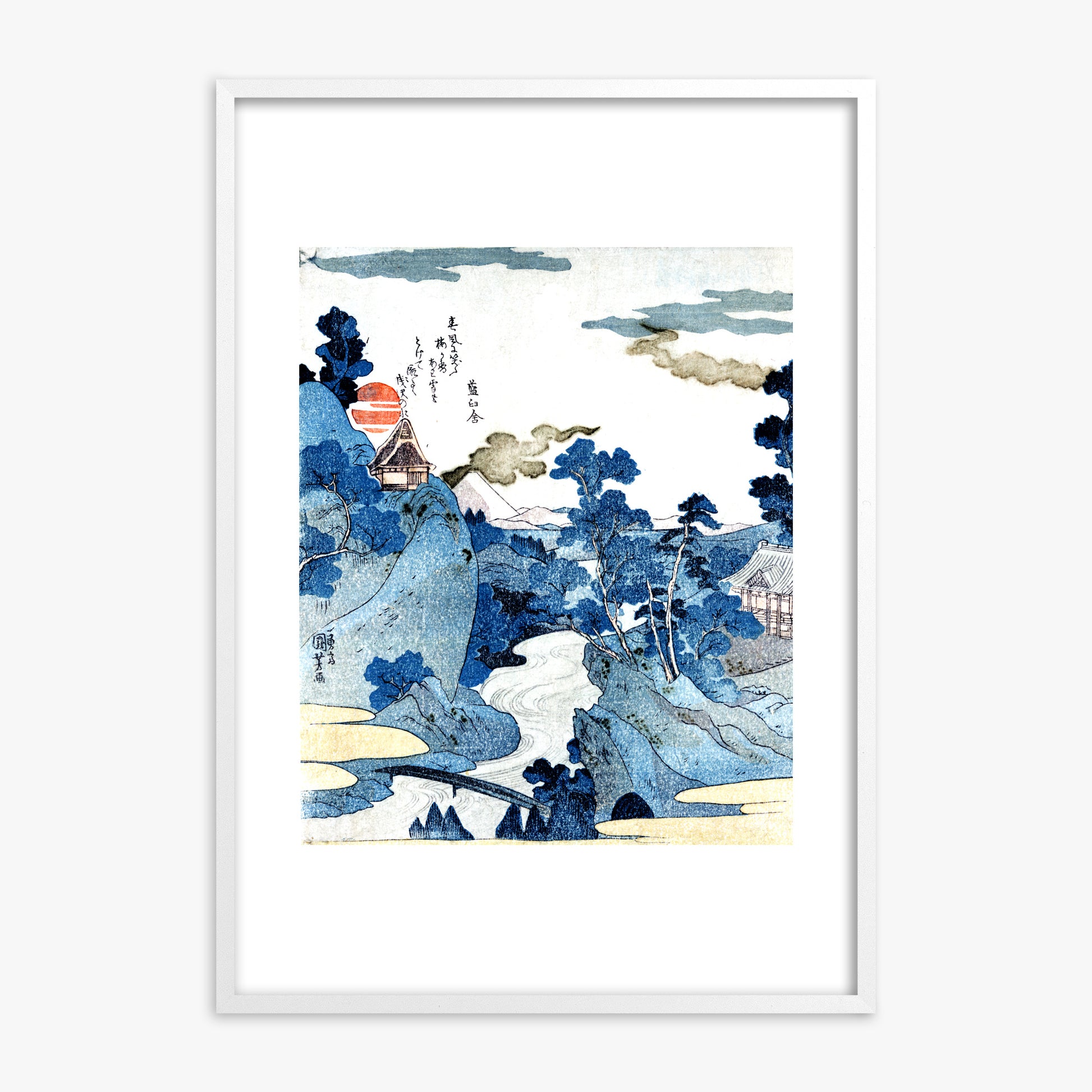 Utagawa Kuniyoshi: An evening view of Fuji, White Framed Art Reproduction With White Frame