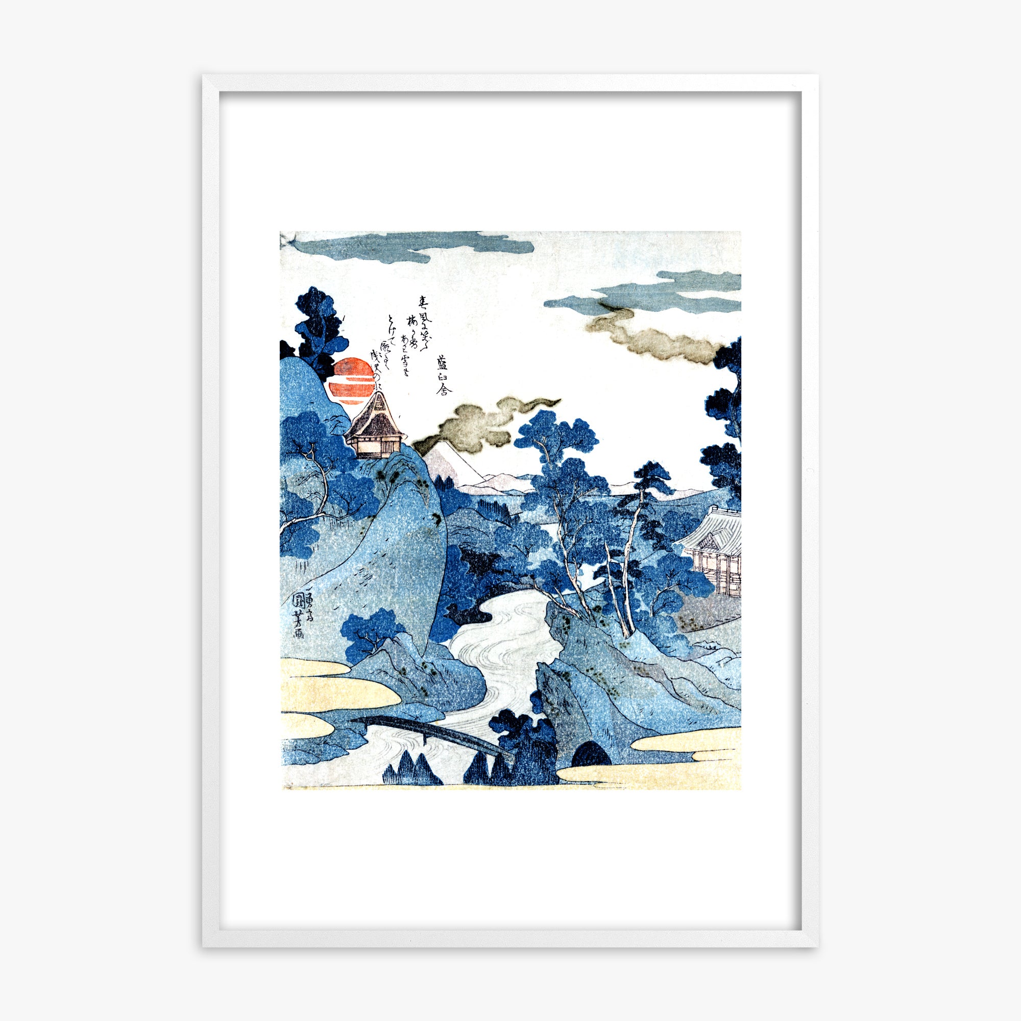 Utagawa Kuniyoshi: An evening view of Fuji, White Framed Art Reproduction With White Frame
