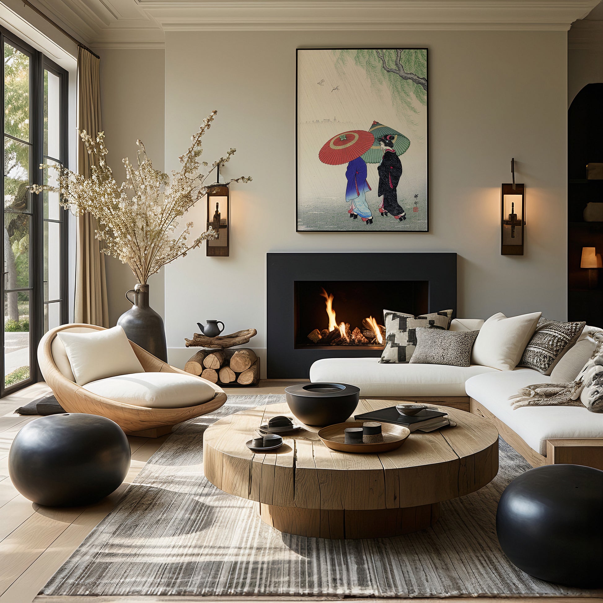 Design Concept No. 39 for Ohara Koson: Two Women in the Rain Japanese Wall Art