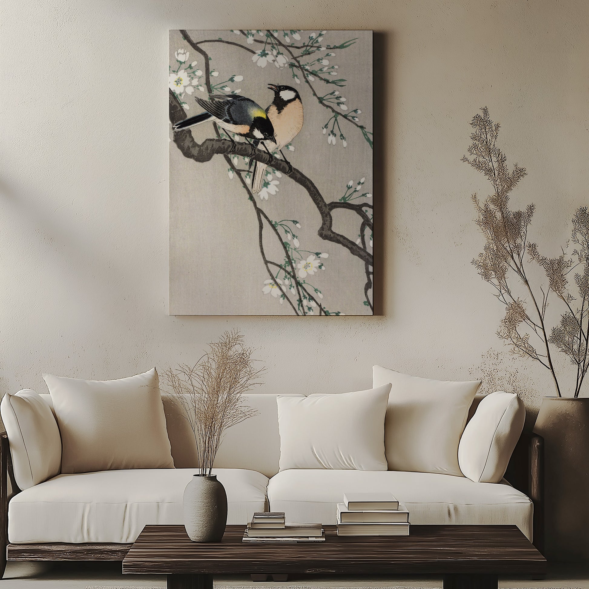 Design Concept No. 57 for Ohara Koson: Tits on Cherry Branch Japanese Wall Art