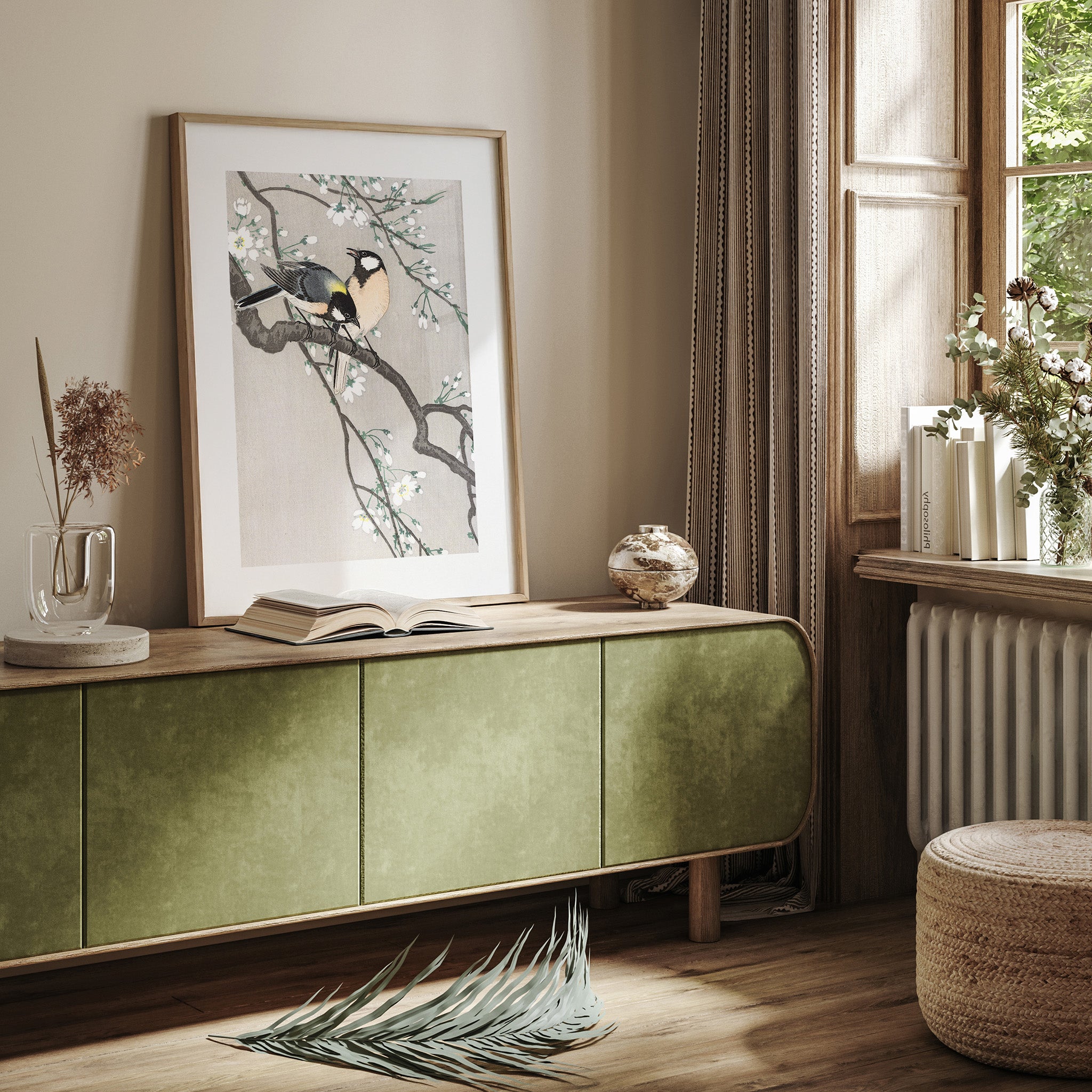 Design Concept No. 23 for Ohara Koson: Tits on Cherry Branch Japanese Wall Art