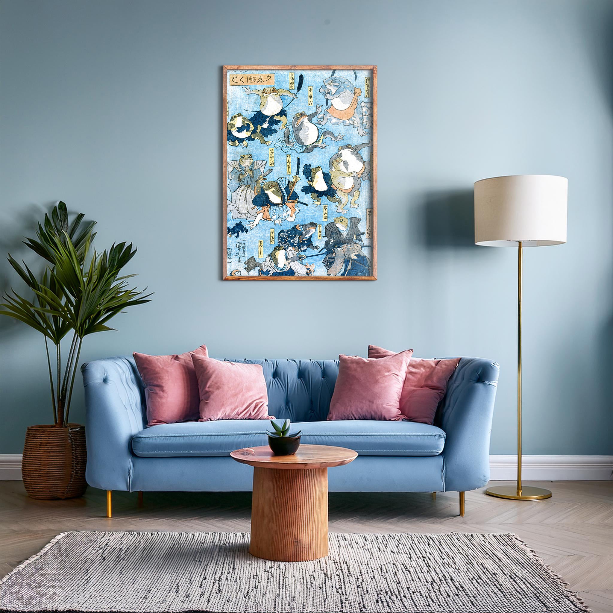 Design Concept No. 28 for Utagawa Kuniyoshi: Famous Heroes of the Kabuki Stage Played by Frogs Japanese Wall Art