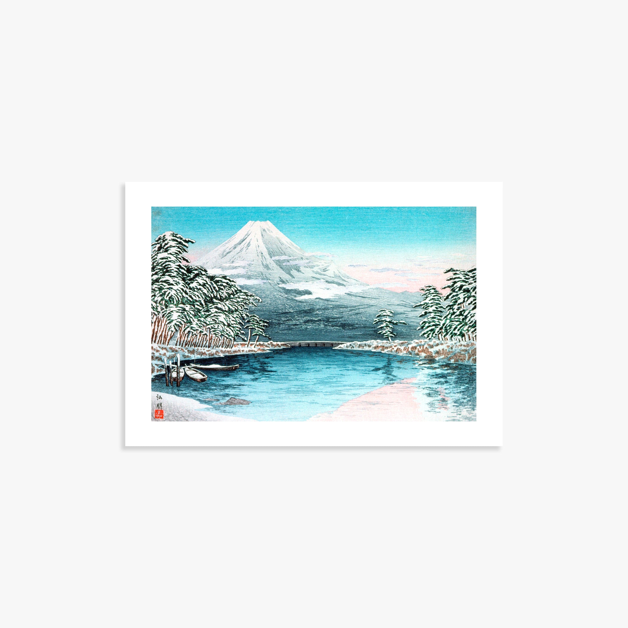 Takahashi Hiroaki (Shōtei): Mt. Fuji from Tagonoura, Snow Scene, 21x30cm Art Reproduction Unframed