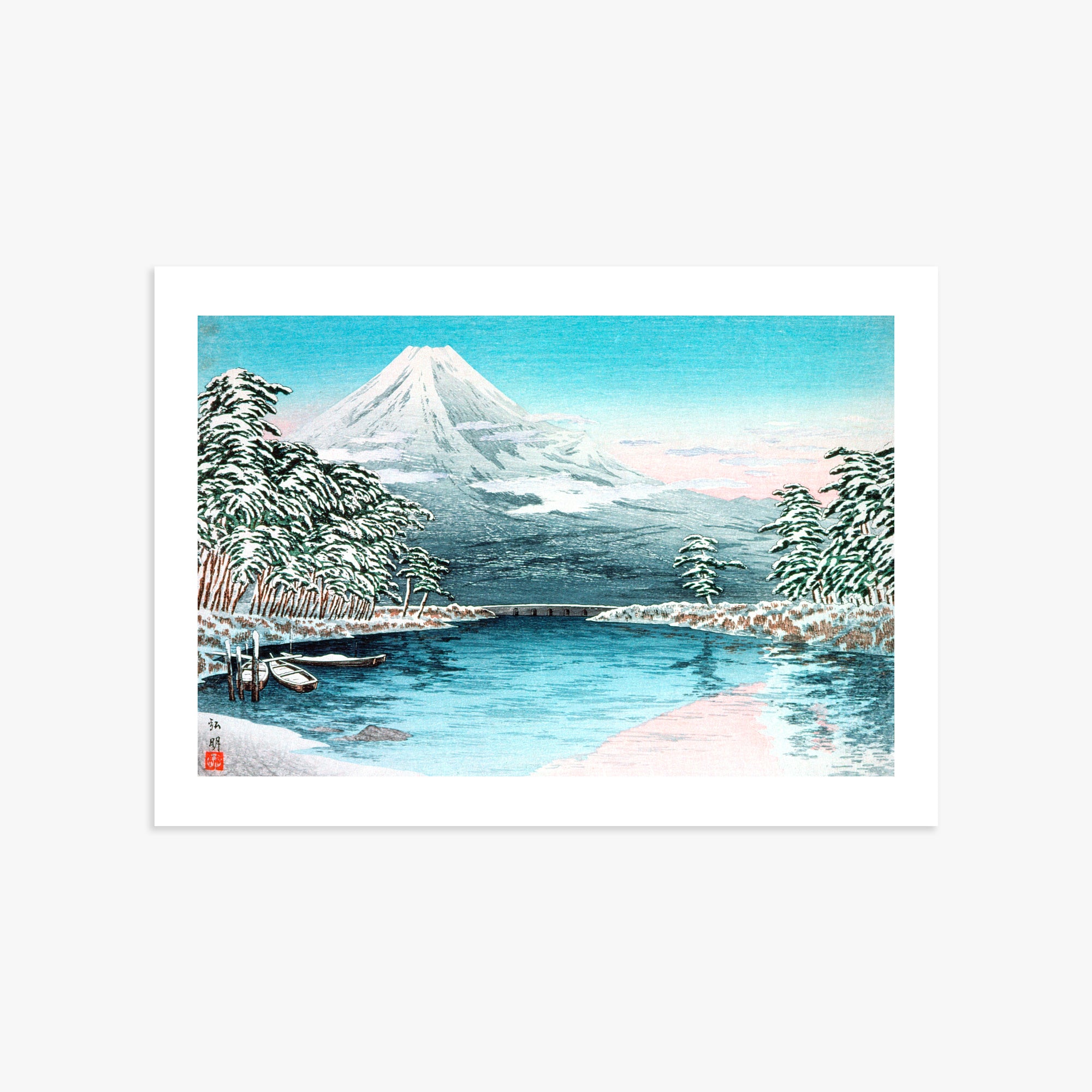 Takahashi Hiroaki (Shōtei): Mt. Fuji from Tagonoura, Snow Scene, 50x70cm Art Reproduction Unframed