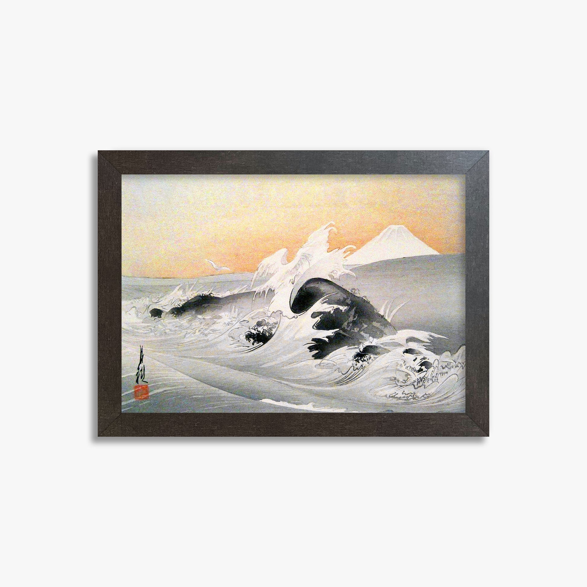 Ogata Gekko: Fuji Seen From The Sea, 21x30cm Framed Art Reproduction With Espresso Frame