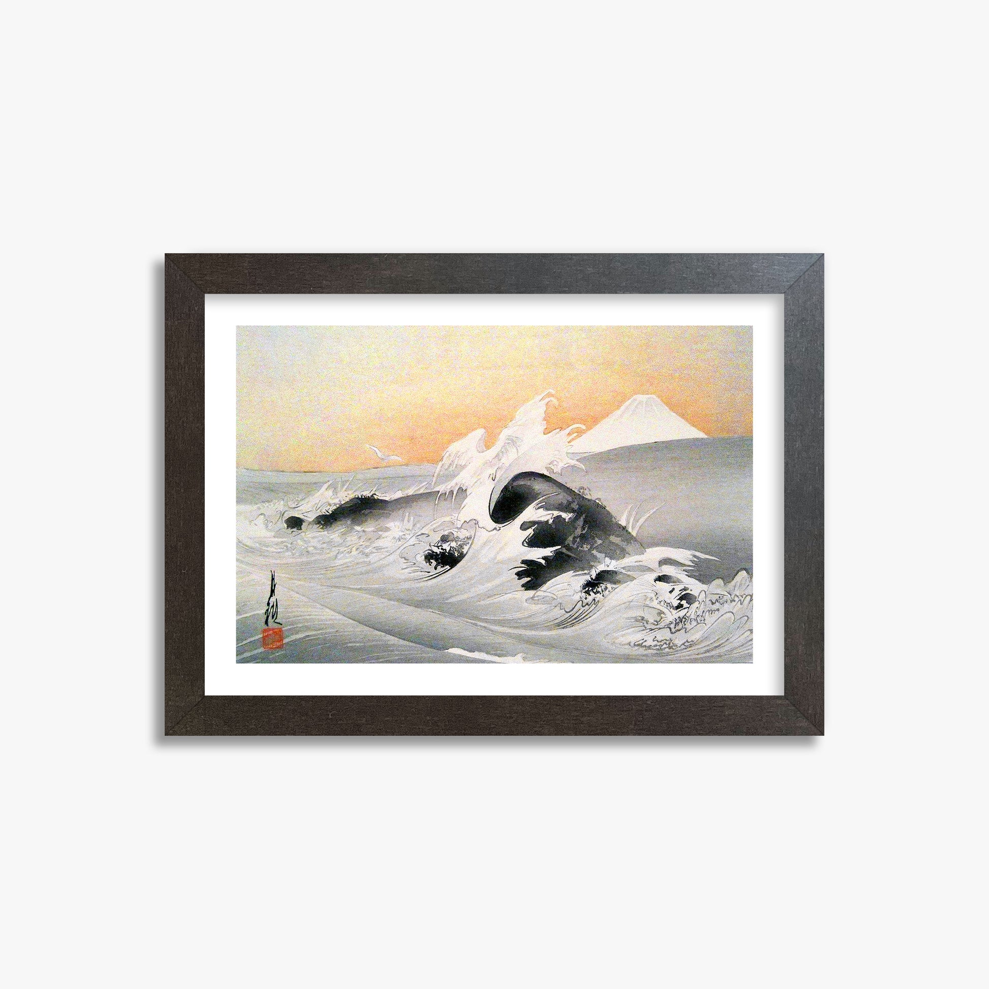 Ogata Gekko: Fuji Seen From The Sea, 21x30cm Framed Art Reproduction With Espresso Frame