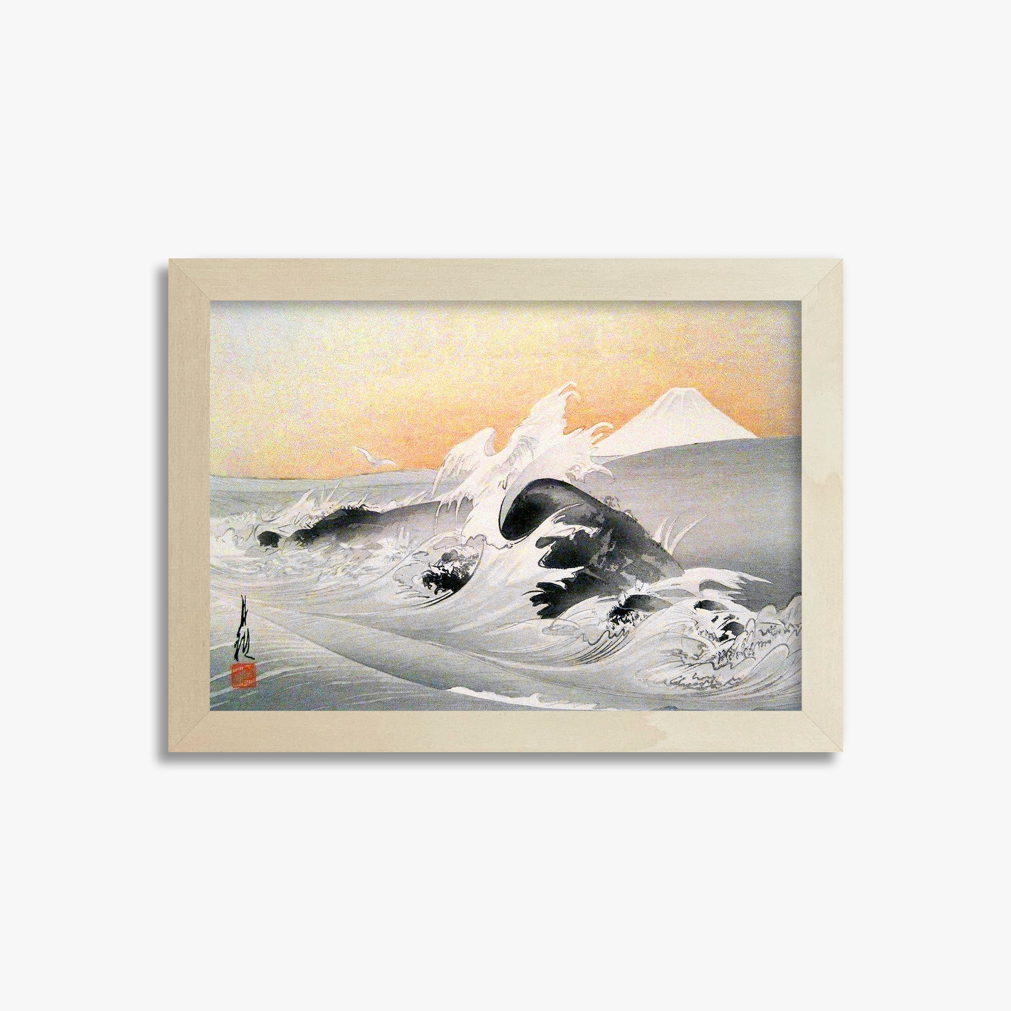 Ogata Gekko: Fuji Seen From The Sea, 21x30cm Framed Art Reproduction With Lime Wood Frame