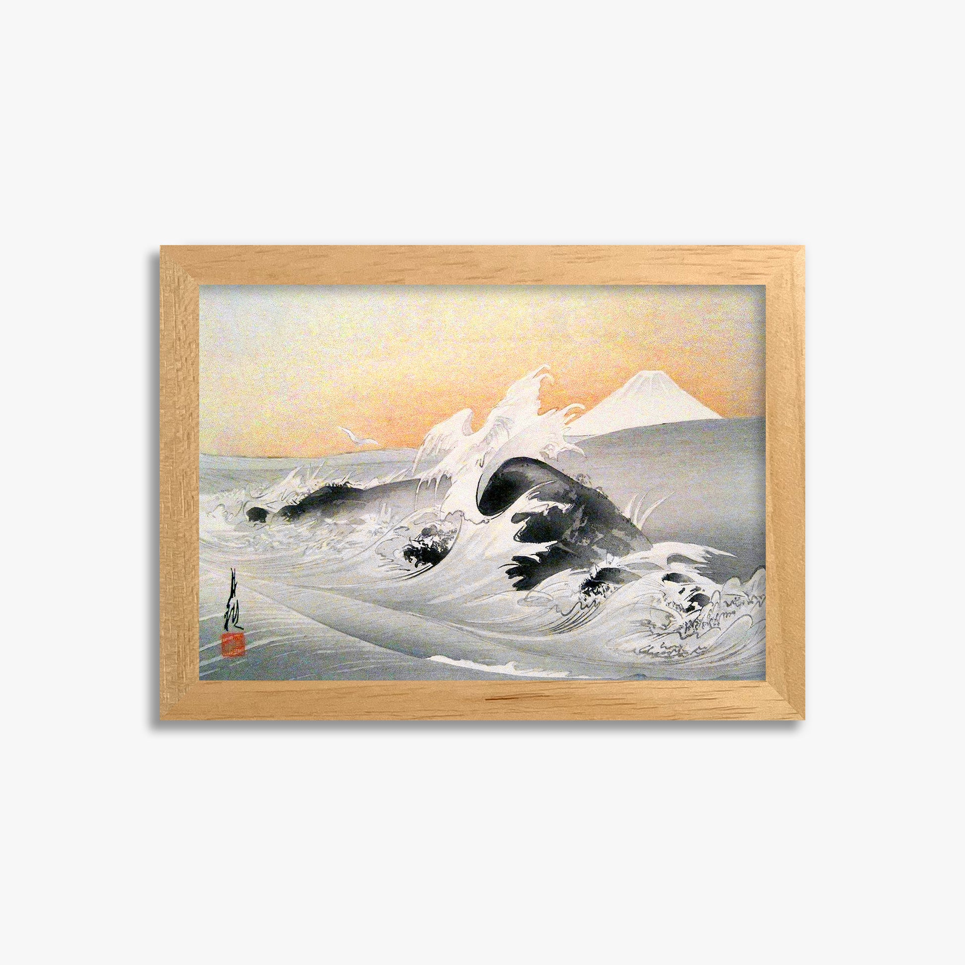 Ogata Gekko: Fuji Seen From The Sea, 21x30cm Framed Art Reproduction With Oak Frame