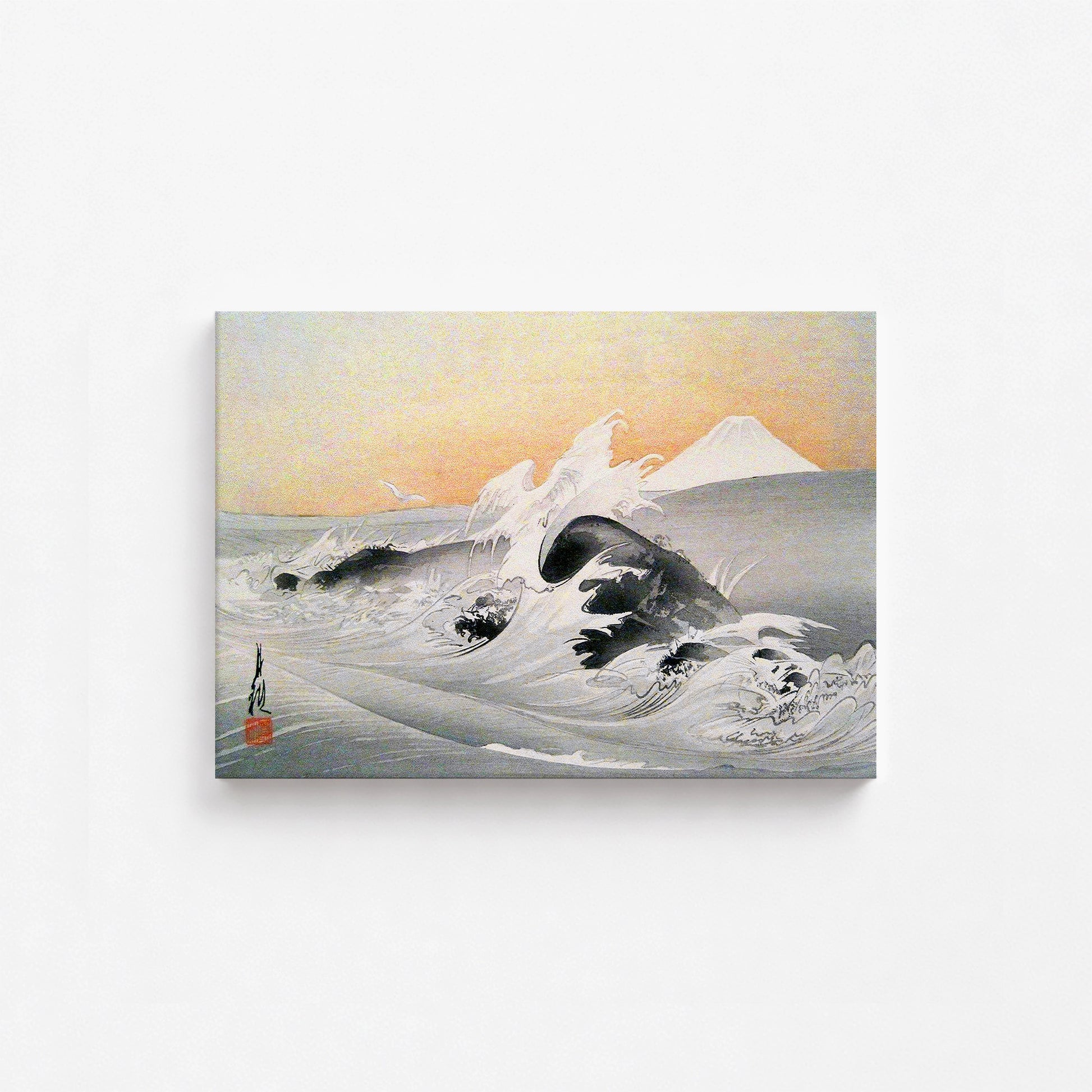 Ogata Gekko: Fuji Seen From The Sea, 21x30cm Satin Canvas Art Reproduction