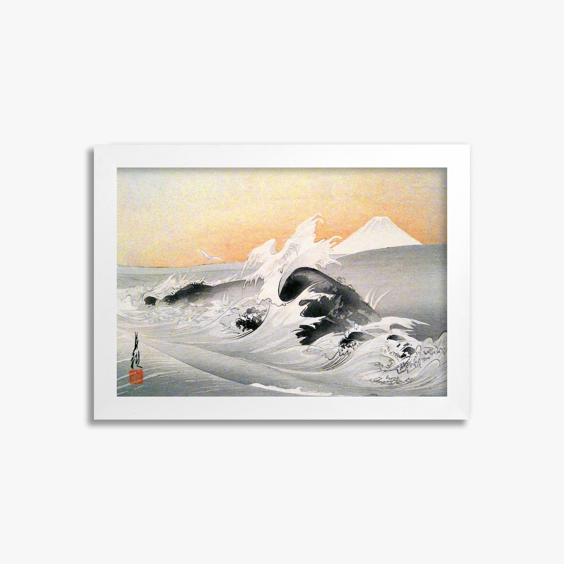 Ogata Gekko: Fuji Seen From The Sea, 21x30cm Framed Art Reproduction With White Frame