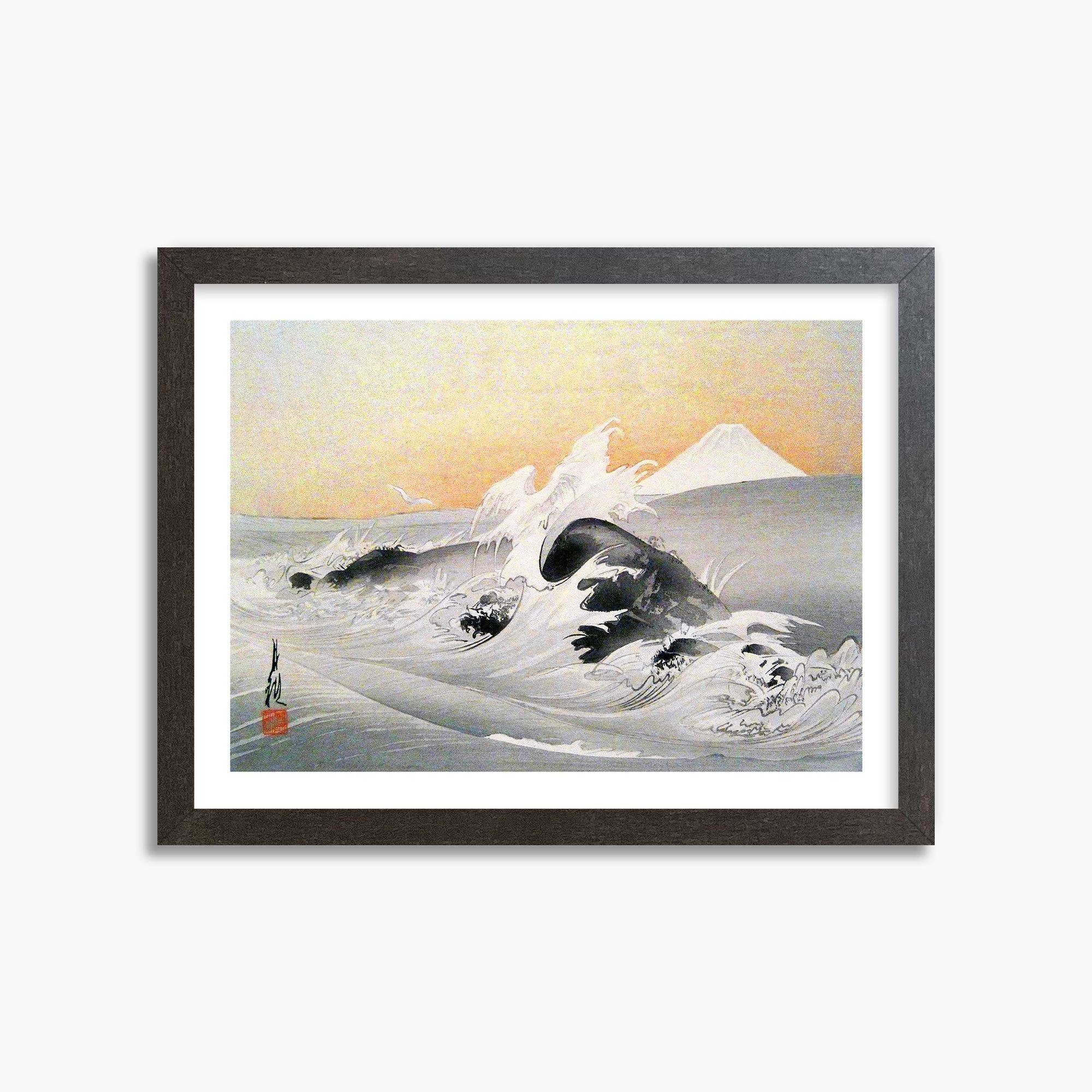 Ogata Gekko: Fuji Seen From The Sea, 30x40cm Framed Art Reproduction With Espresso Frame