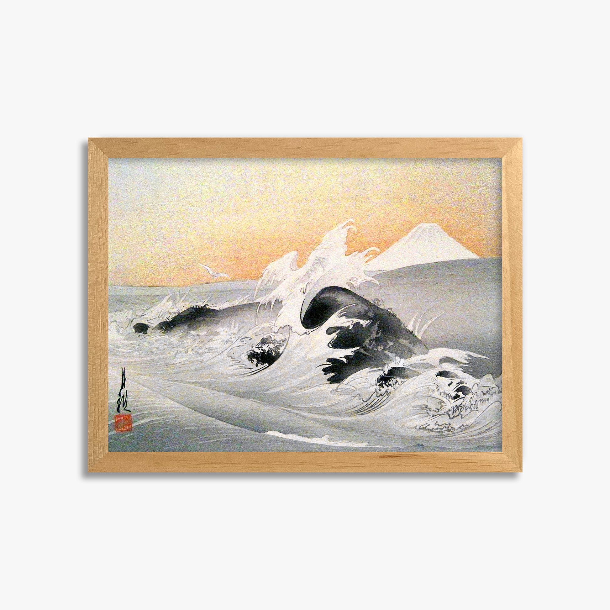 Ogata Gekko: Fuji Seen From The Sea, 30x40cm Framed Art Reproduction With Oak Frame