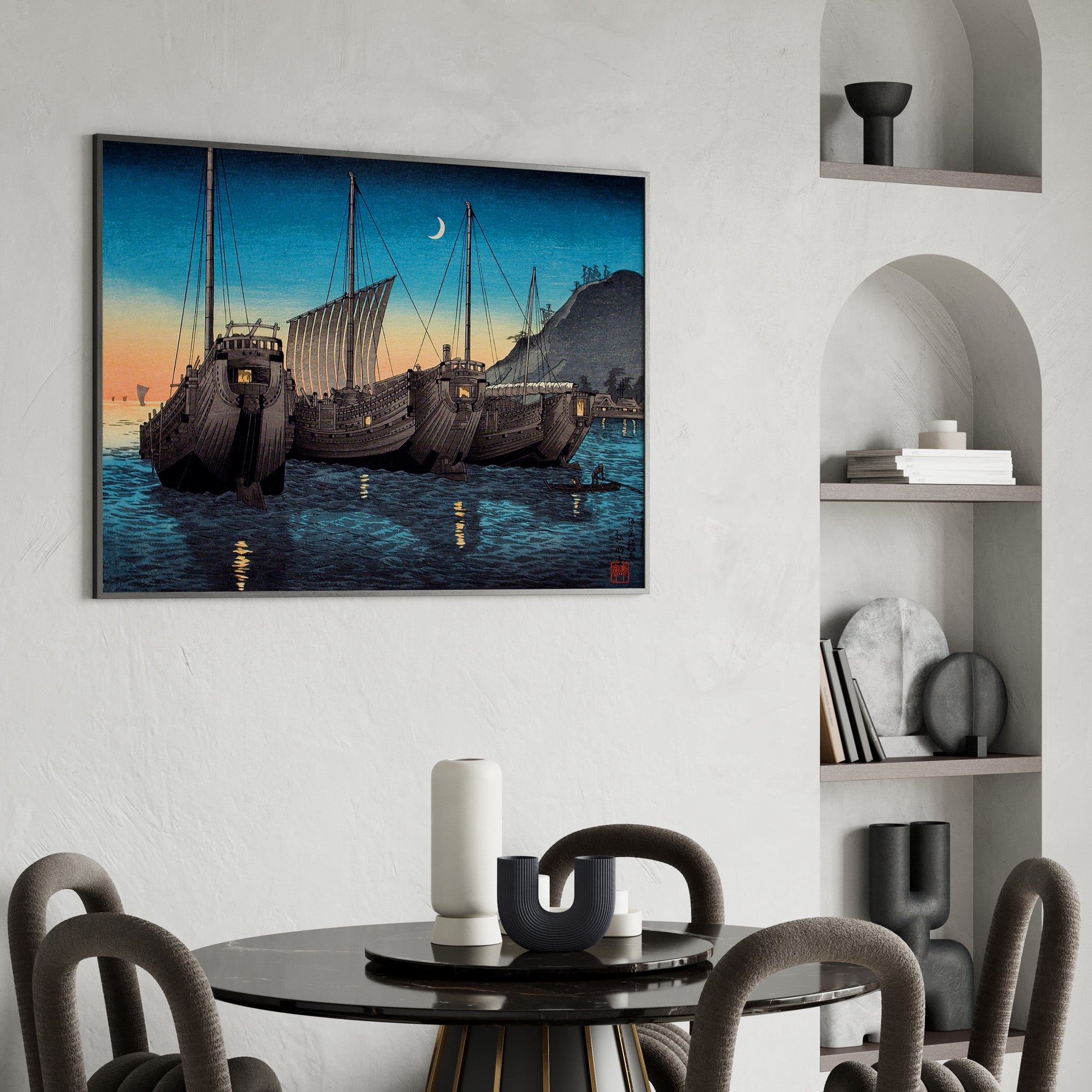 Design Concept No. 26 for Takahashi Hiroaki (Shōtei): Junks in Inatori Bay, Izu Japanese Wall Art