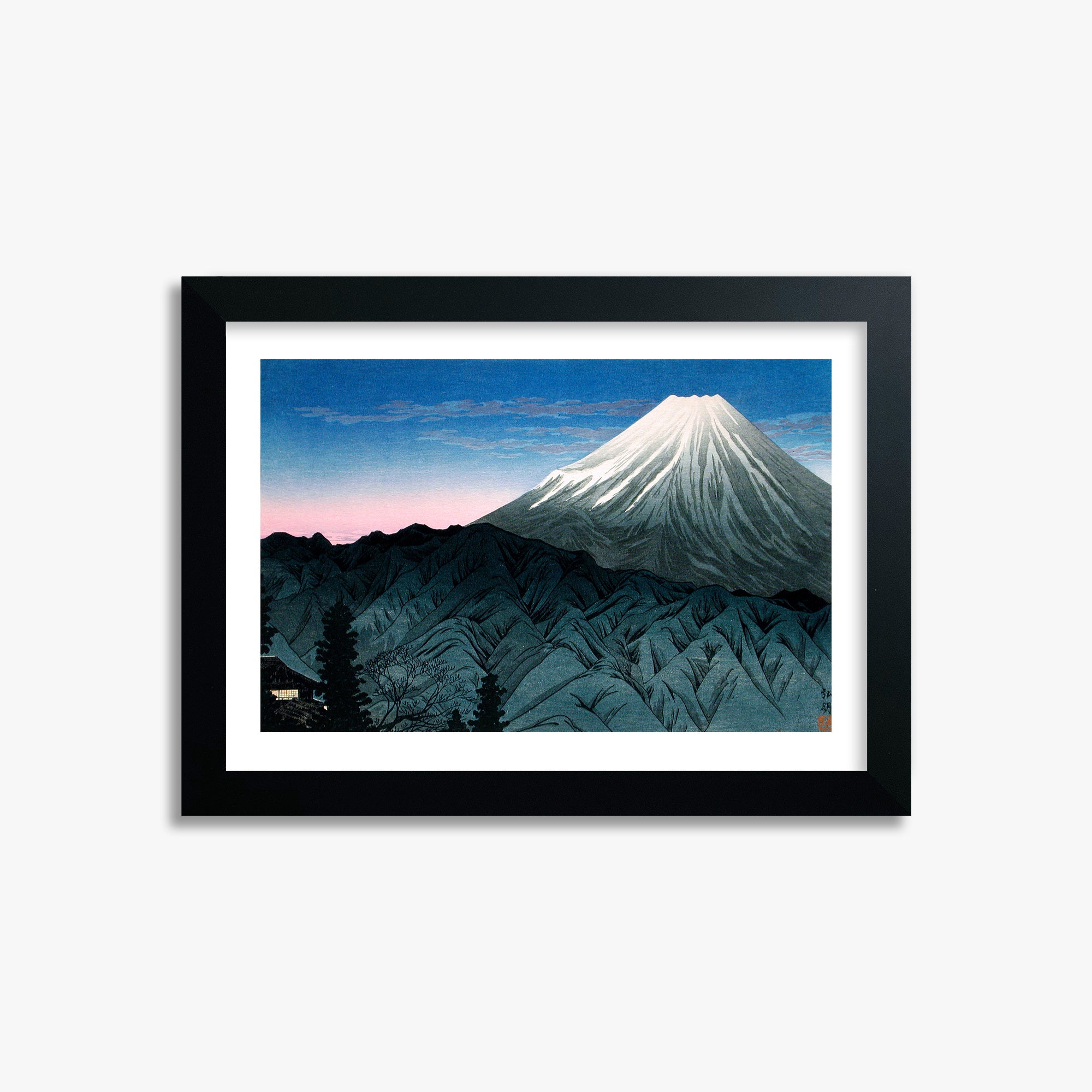 Takahashi Hiroaki (Shōtei): Mount Fuji From Hakone, 21x30cm Framed Art Reproduction With Black Frame