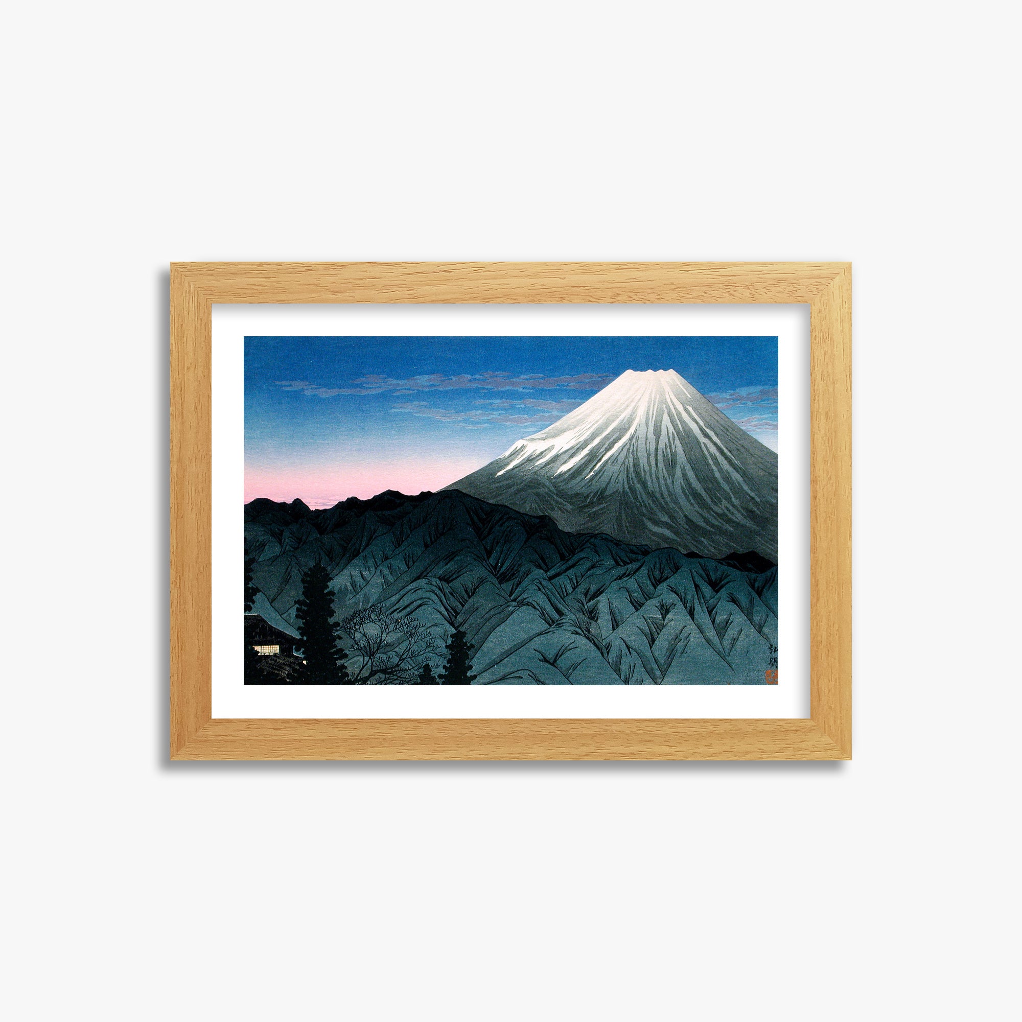 Takahashi Hiroaki (Shōtei): Mount Fuji From Hakone, 21x30cm Framed Art Reproduction With Oak Frame