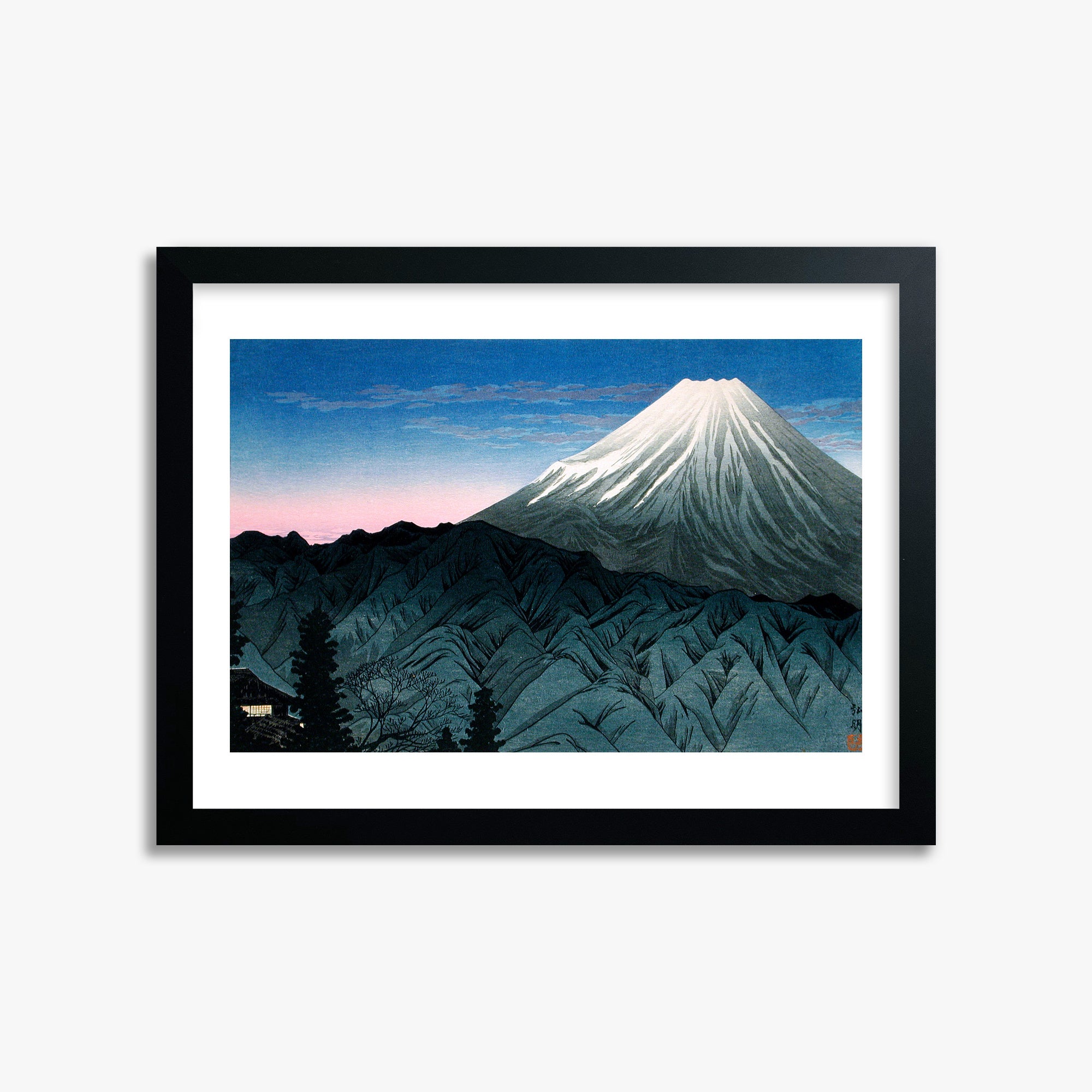 Takahashi Hiroaki (Shōtei): Mount Fuji From Hakone, 30x40cm Framed Art Reproduction With Black Frame