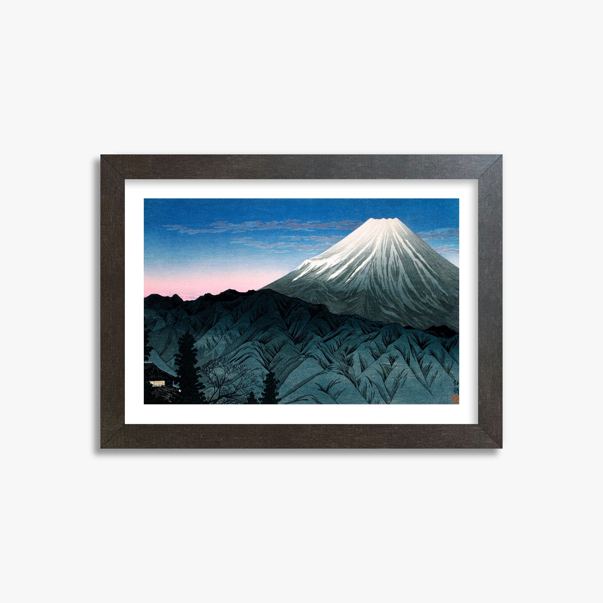 Takahashi Hiroaki (Shōtei): Mount Fuji From Hakone, 21x30cm Framed Art Reproduction With Espresso Frame
