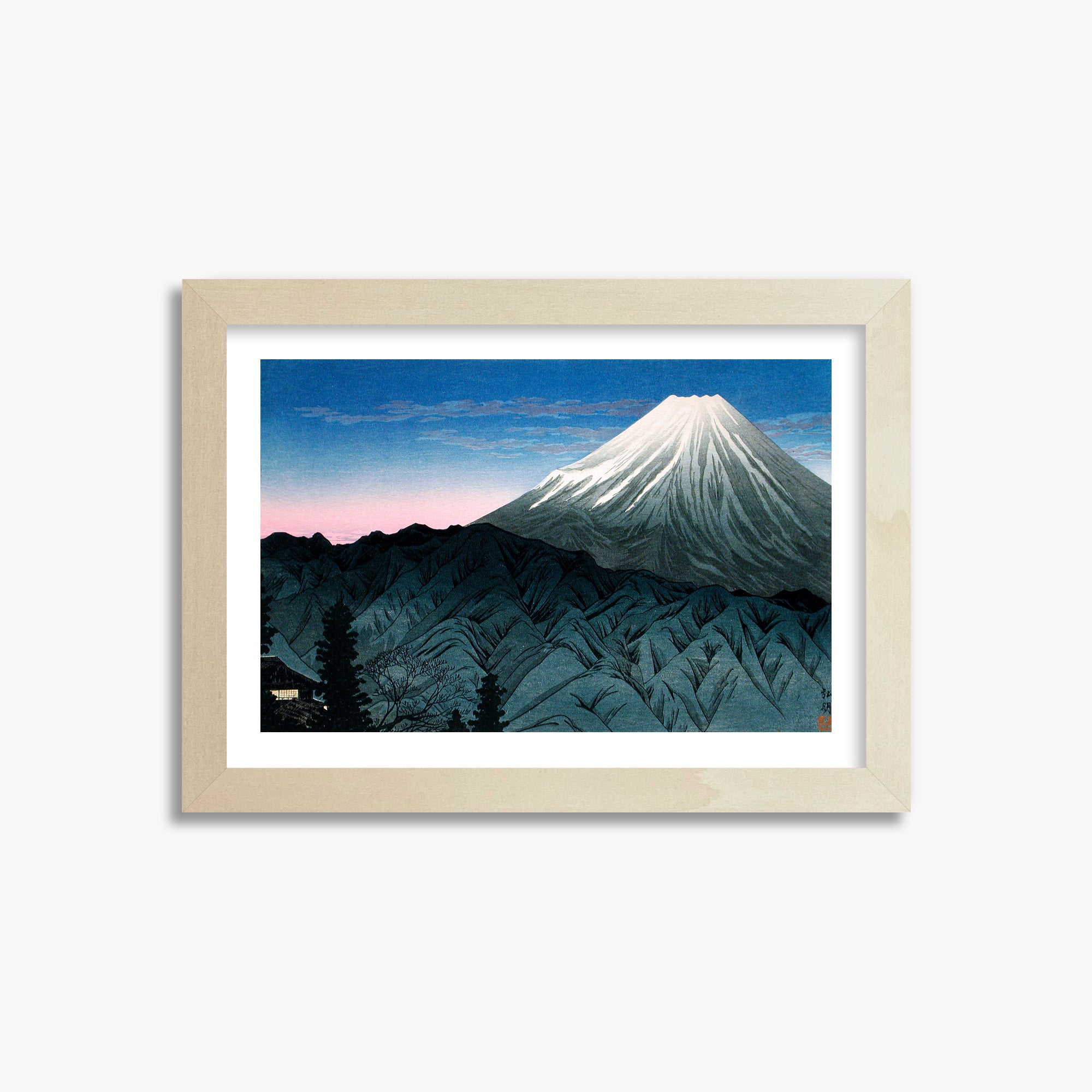 Takahashi Hiroaki (Shōtei): Mount Fuji From Hakone, 21x30cm Framed Art Reproduction With Lime Wood Frame